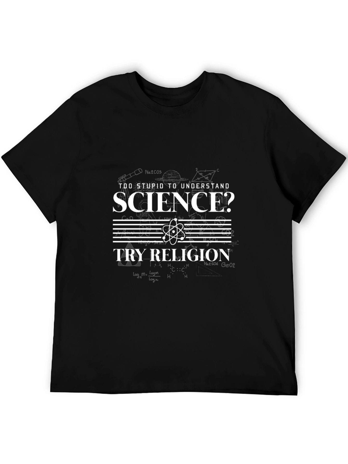 Science vs Religion Black Graphic T-Shirt