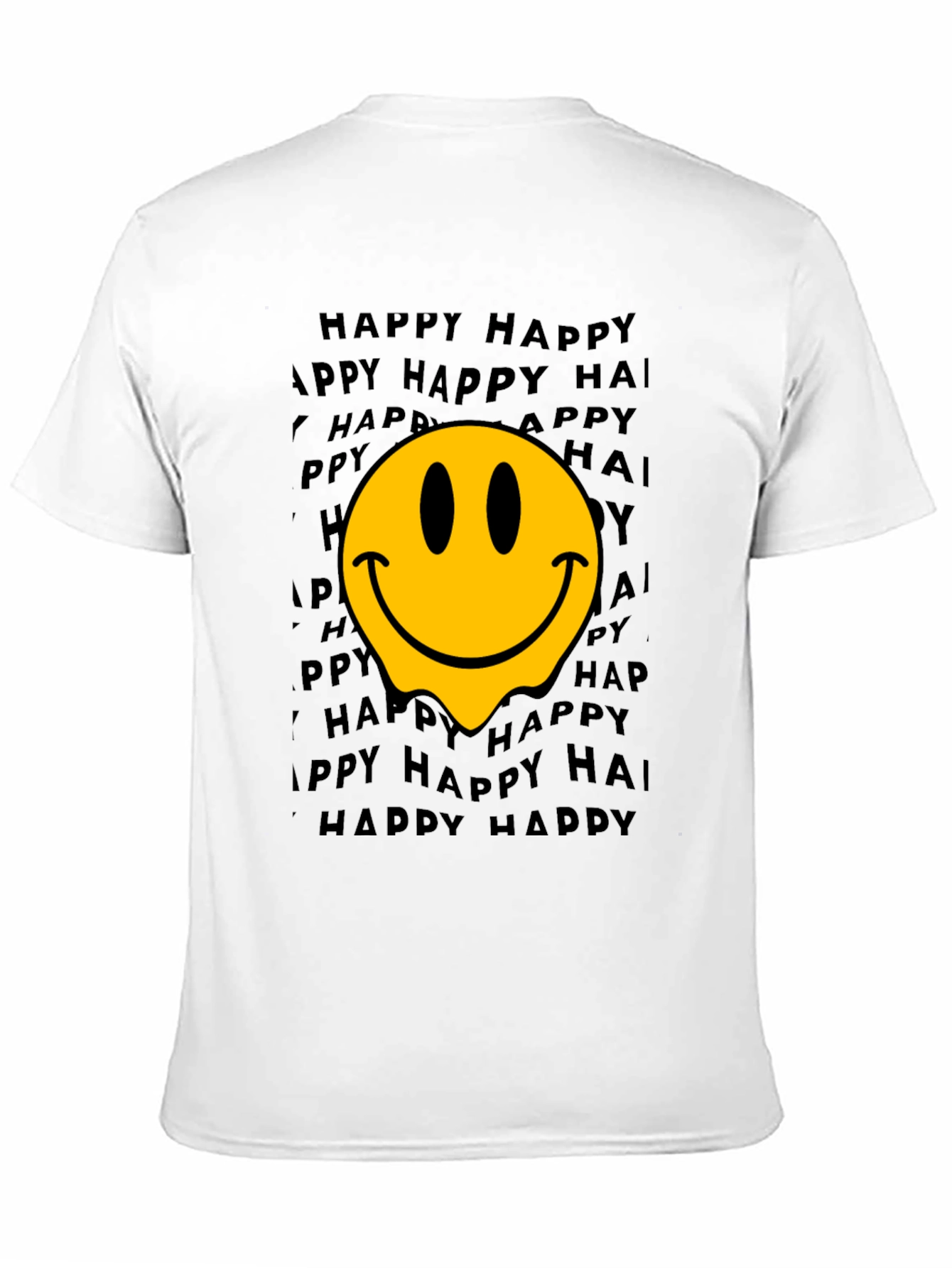 Melting Smiley Face Graphic T-Shirt - Black
