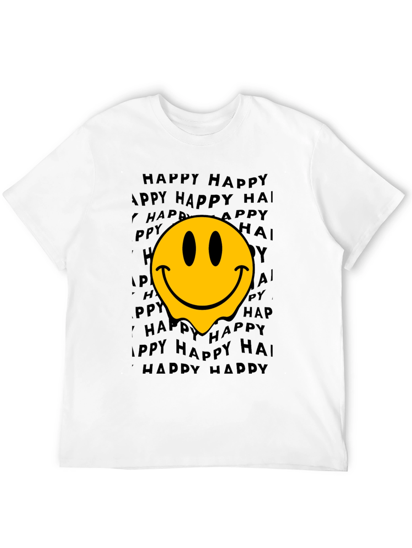 Melting Smiley Face Graphic T-Shirt - Black