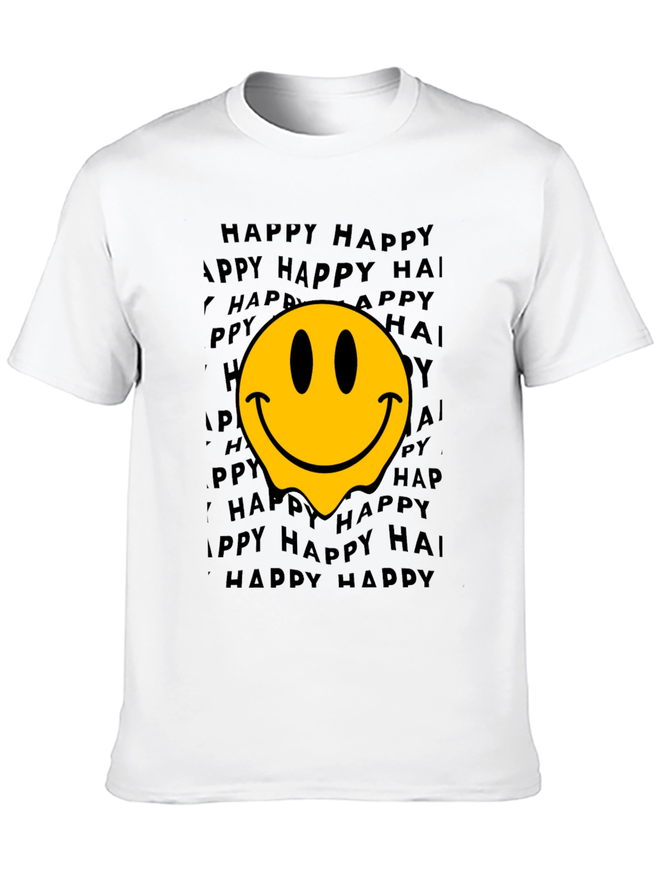 Melting Smiley Face Graphic T-Shirt - Black