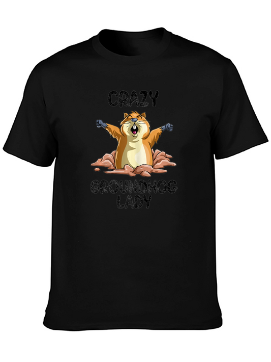 Crazy Groundhog Lady Graphic T-Shirt