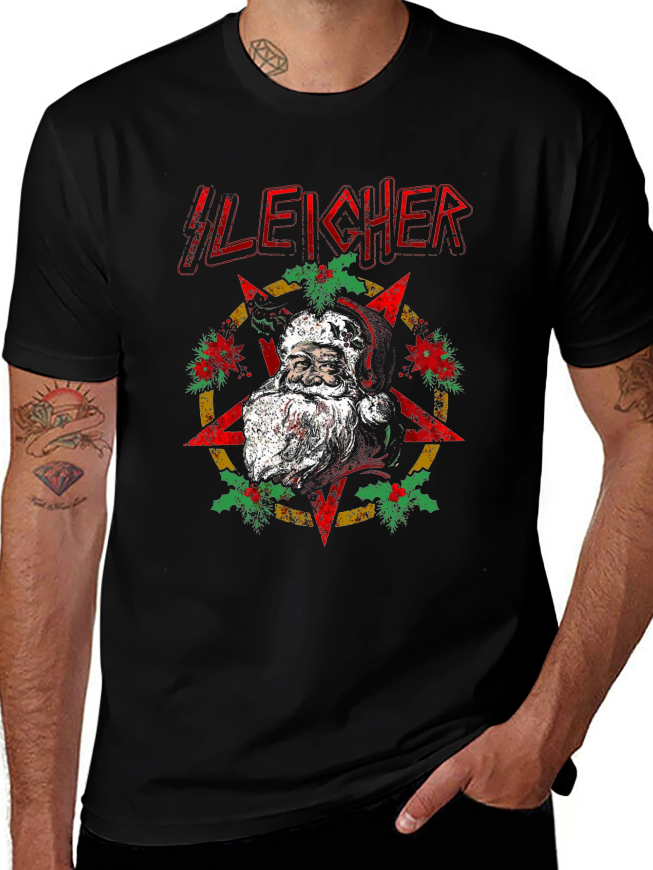 Sleigher Santa T-Shirt - Holiday Heavy Metal