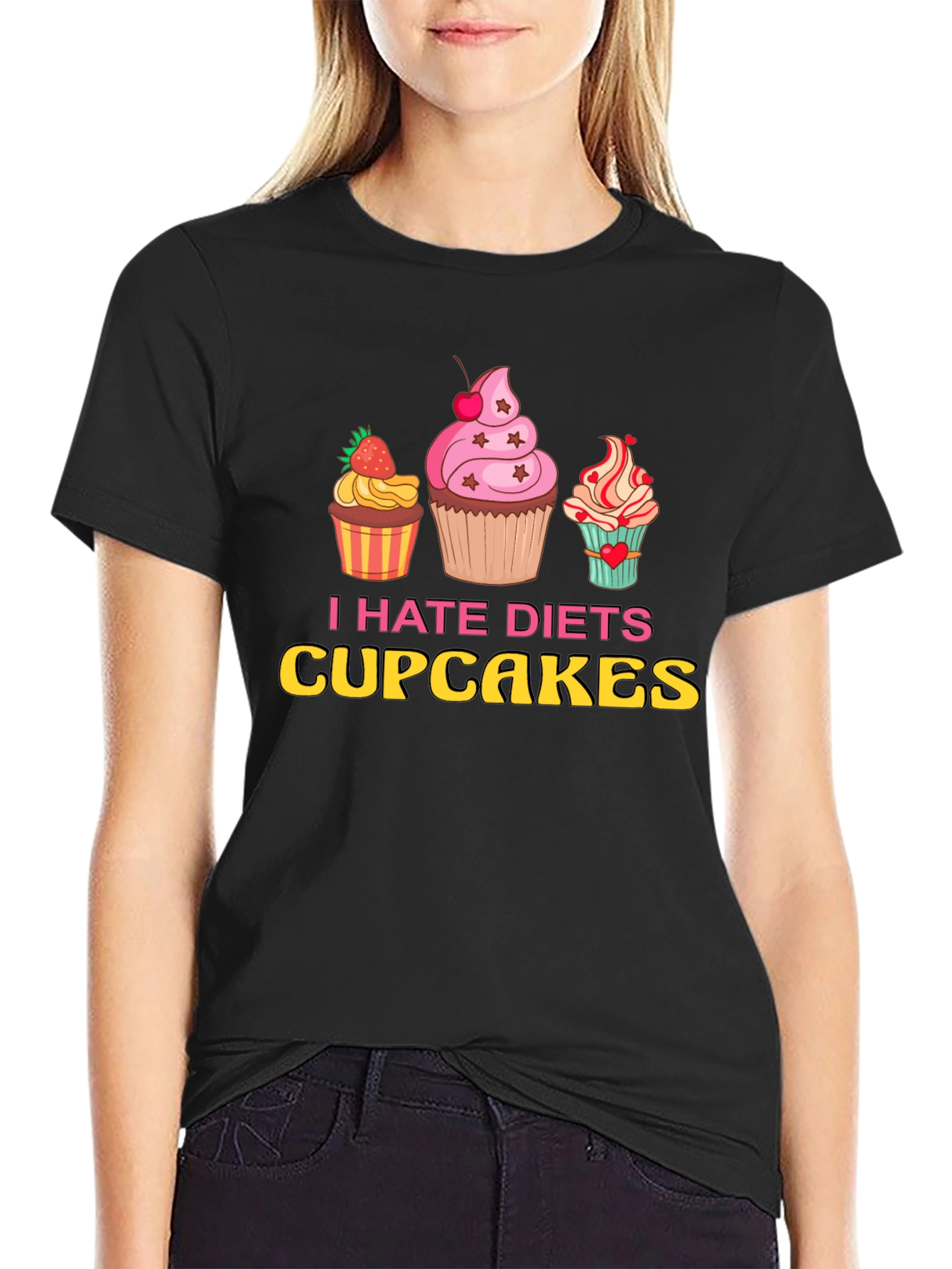 I Hate Diets Cupcakes Funny Graphic Tee