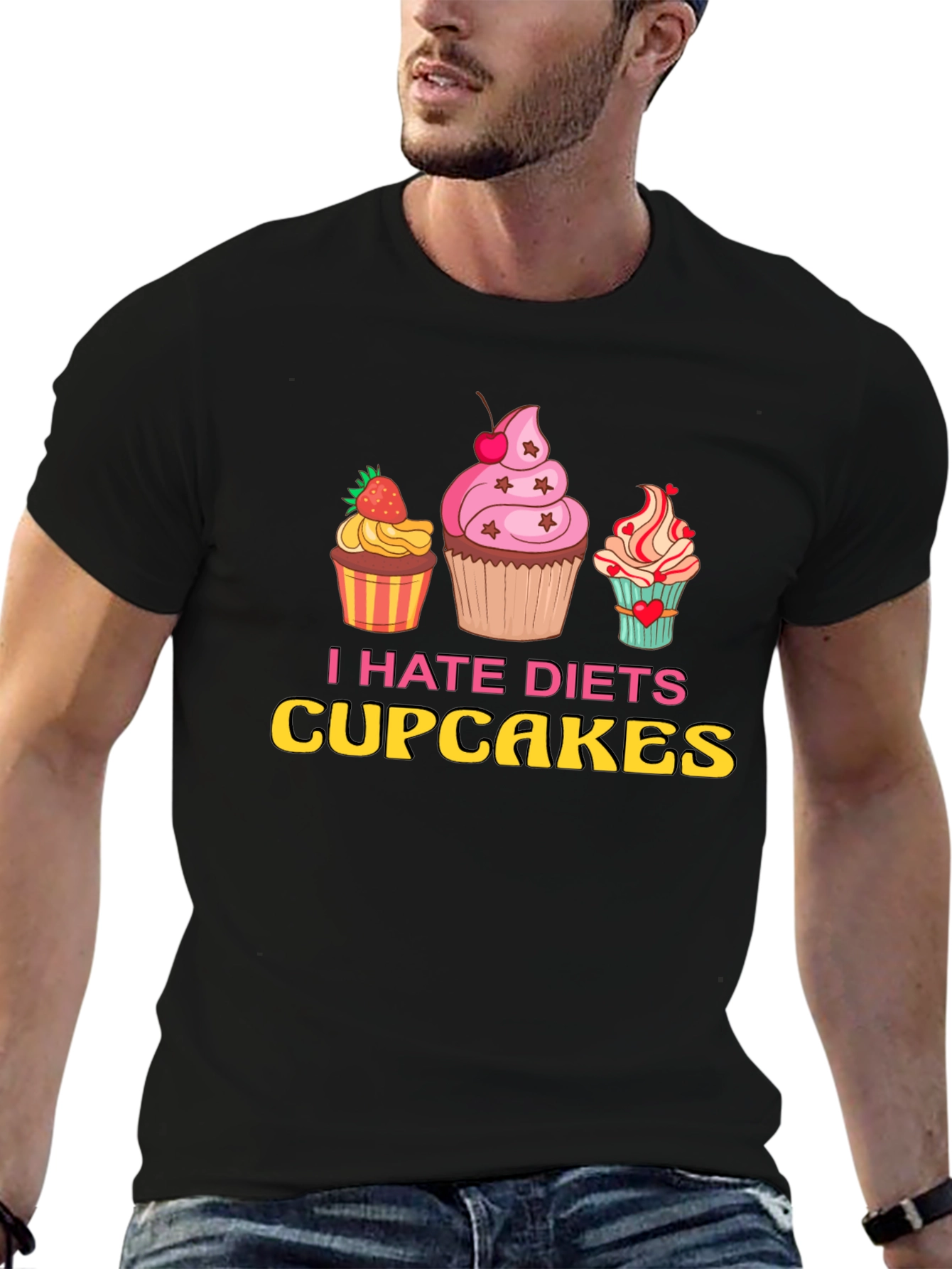 I Hate Diets Cupcakes Funny Graphic Tee