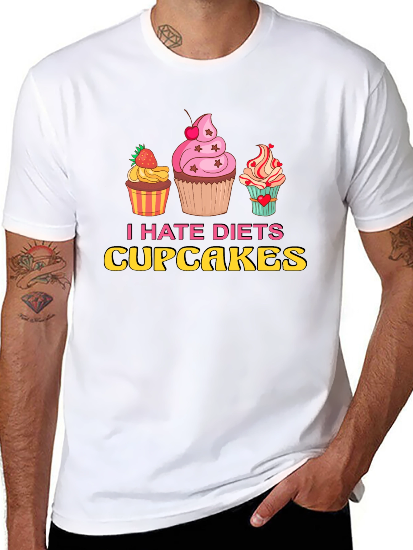 I Hate Diets Cupcakes Funny Graphic Tee