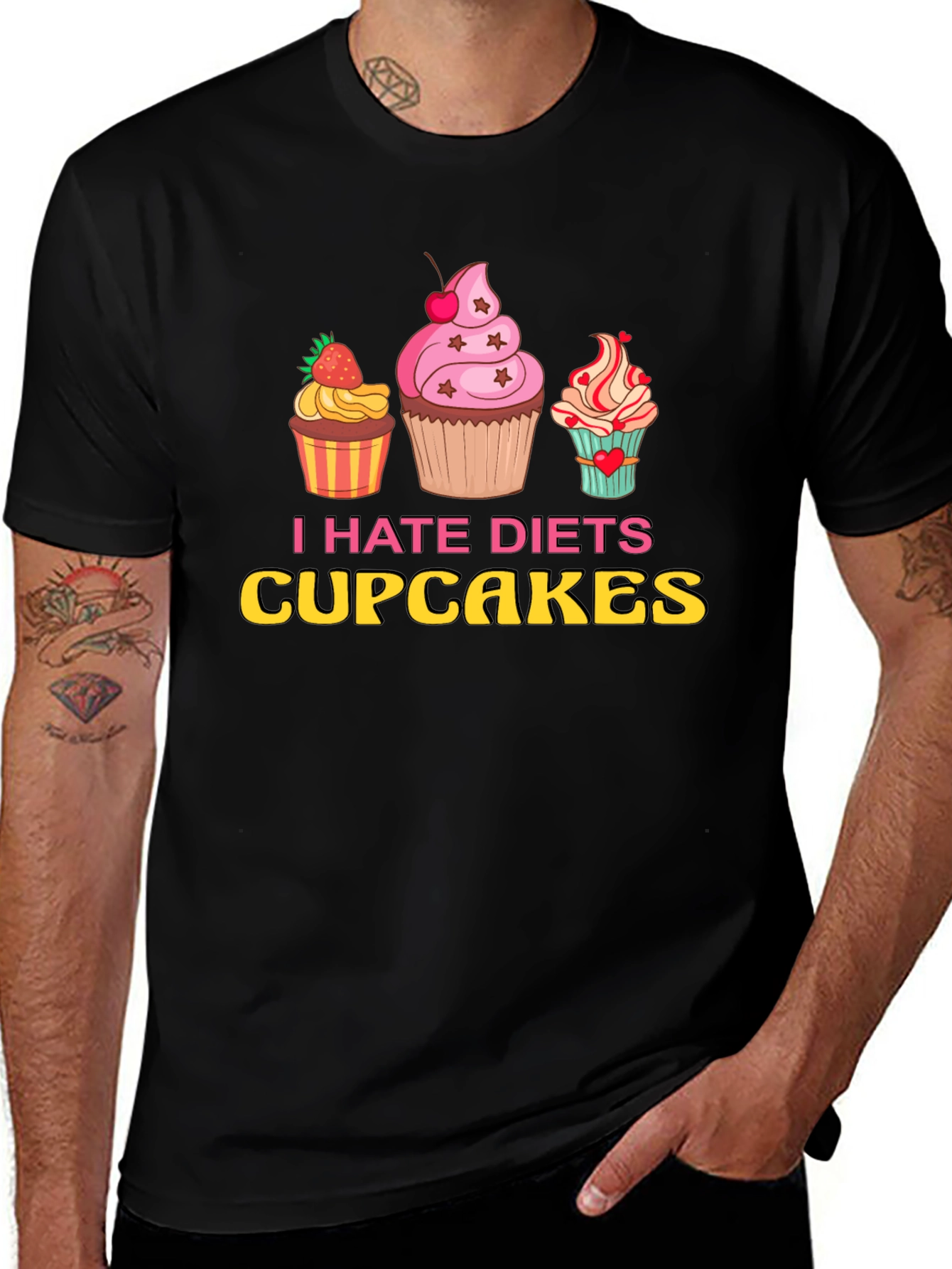 I Hate Diets Cupcakes Funny Graphic Tee