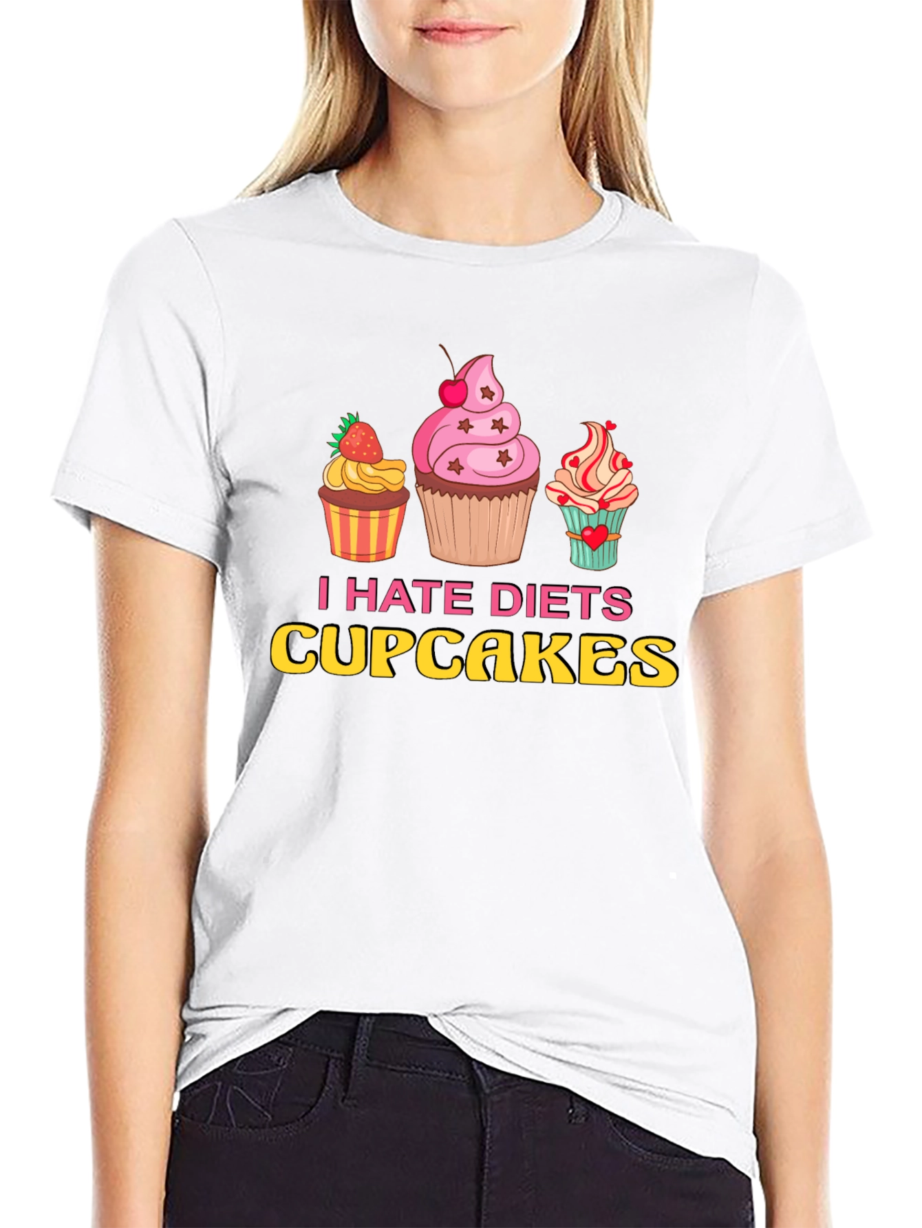 I Hate Diets Cupcakes Funny Graphic Tee