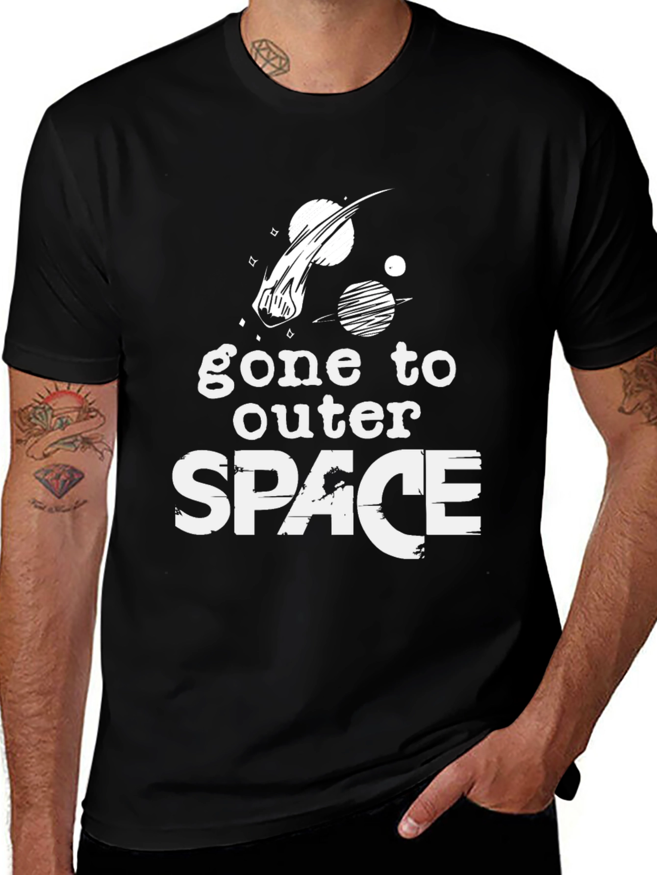 Gone to Outer Space T-Shirt | Black Graphic Tee