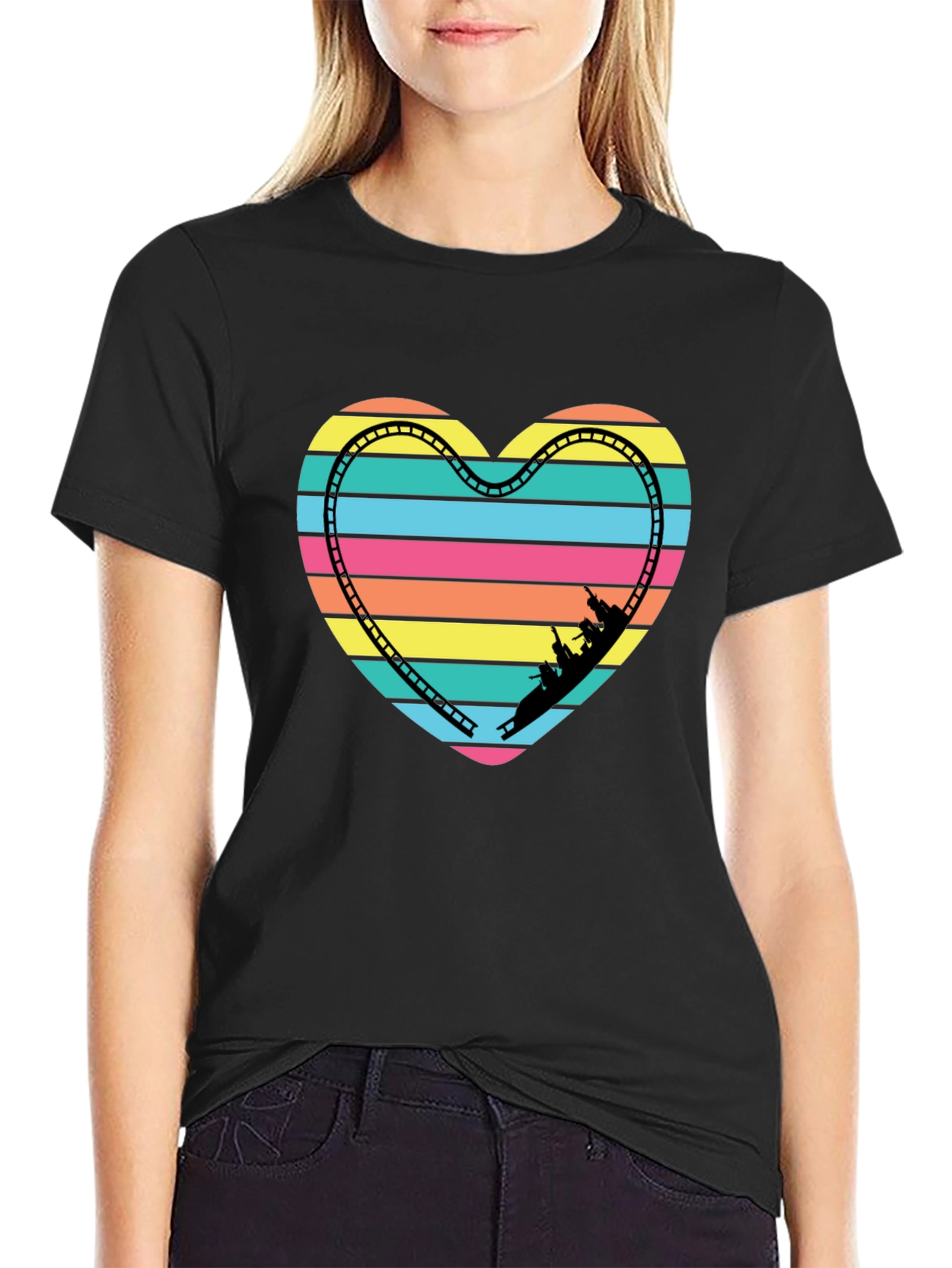 Retro Rollercoaster Heart Graphic Tee