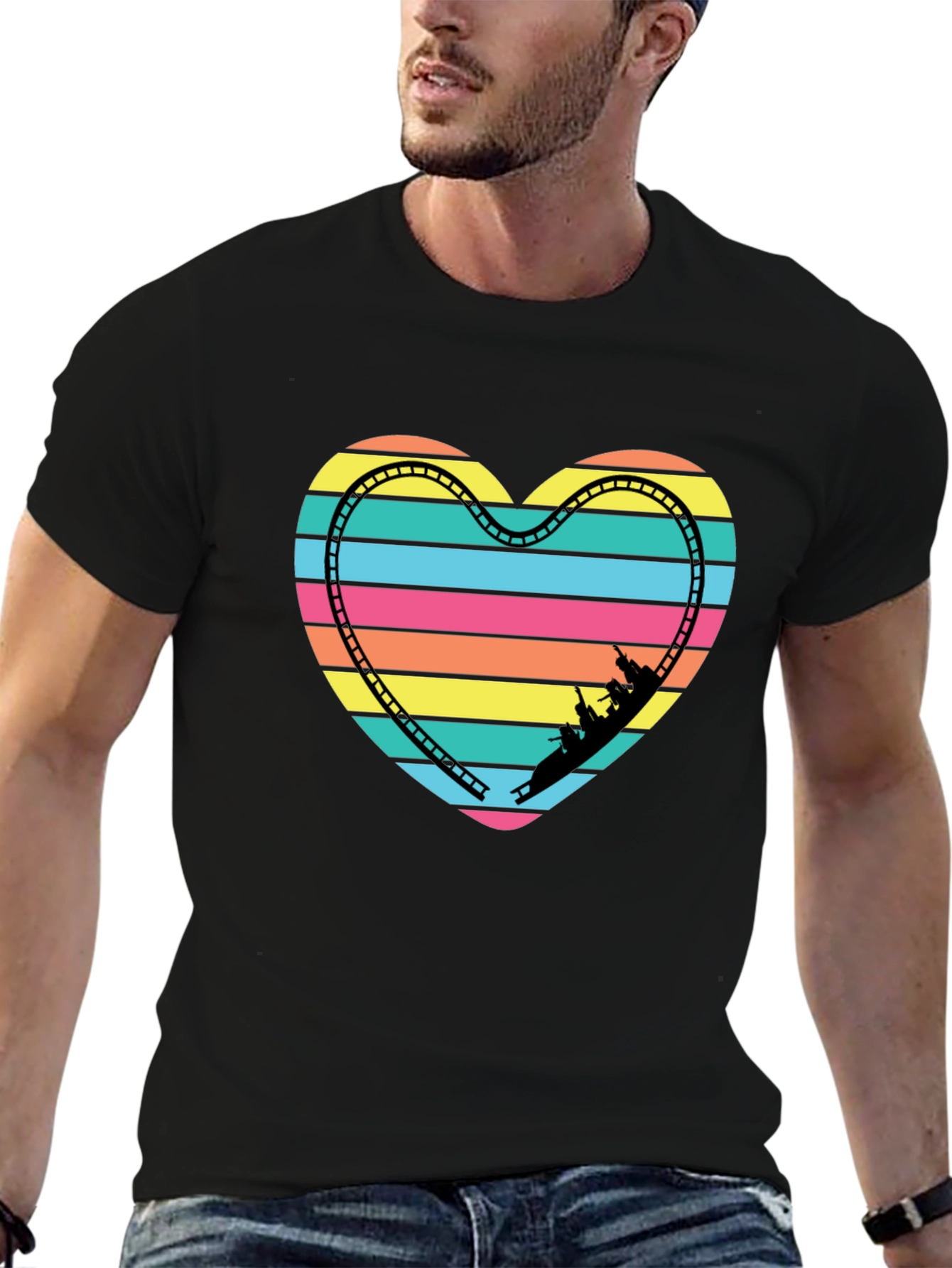 Retro Rollercoaster Heart Graphic Tee
