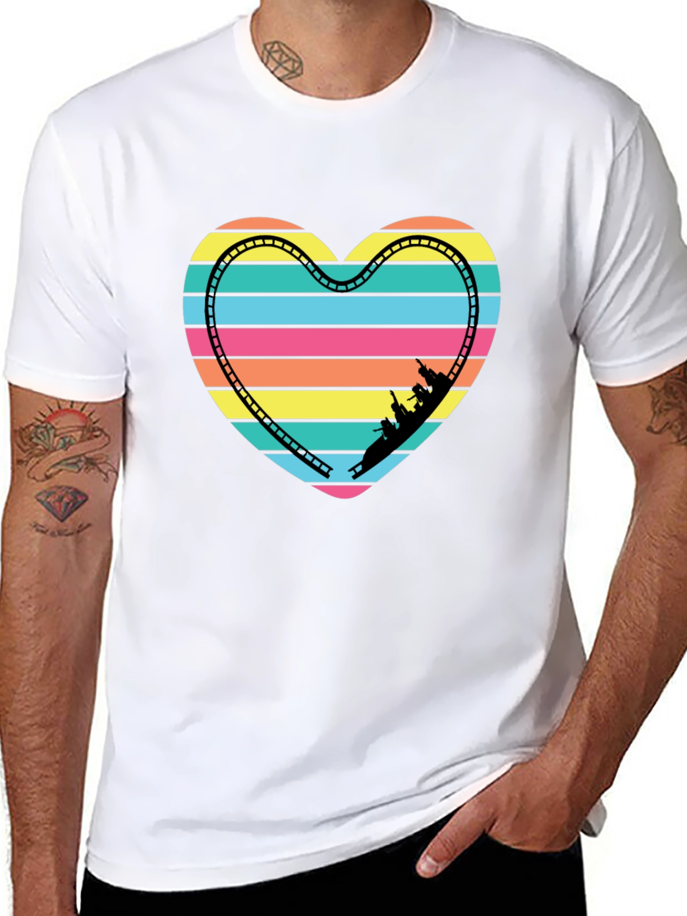 Retro Rollercoaster Heart Graphic Tee