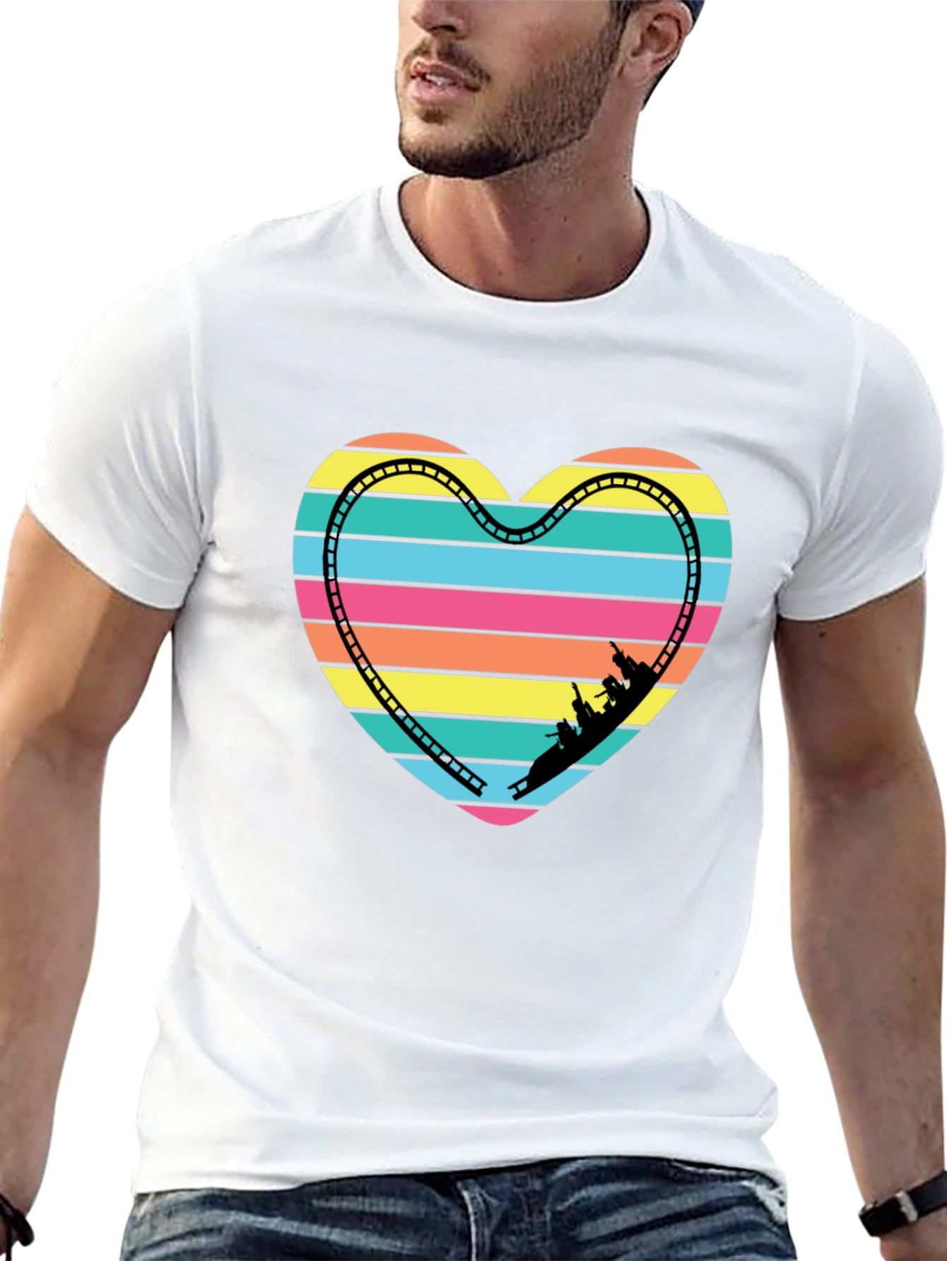 Retro Rollercoaster Heart Graphic Tee