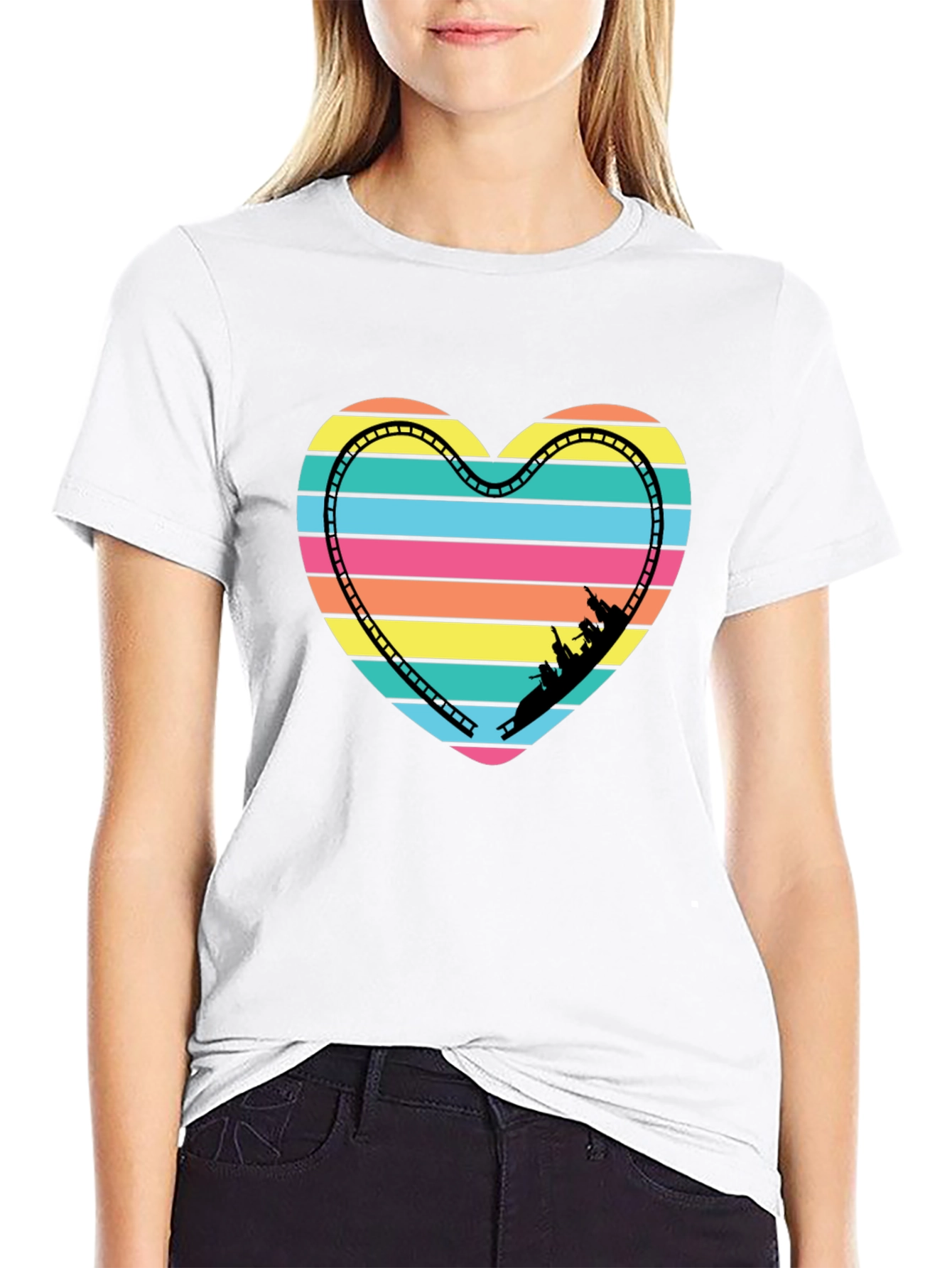 Retro Rollercoaster Heart Graphic Tee