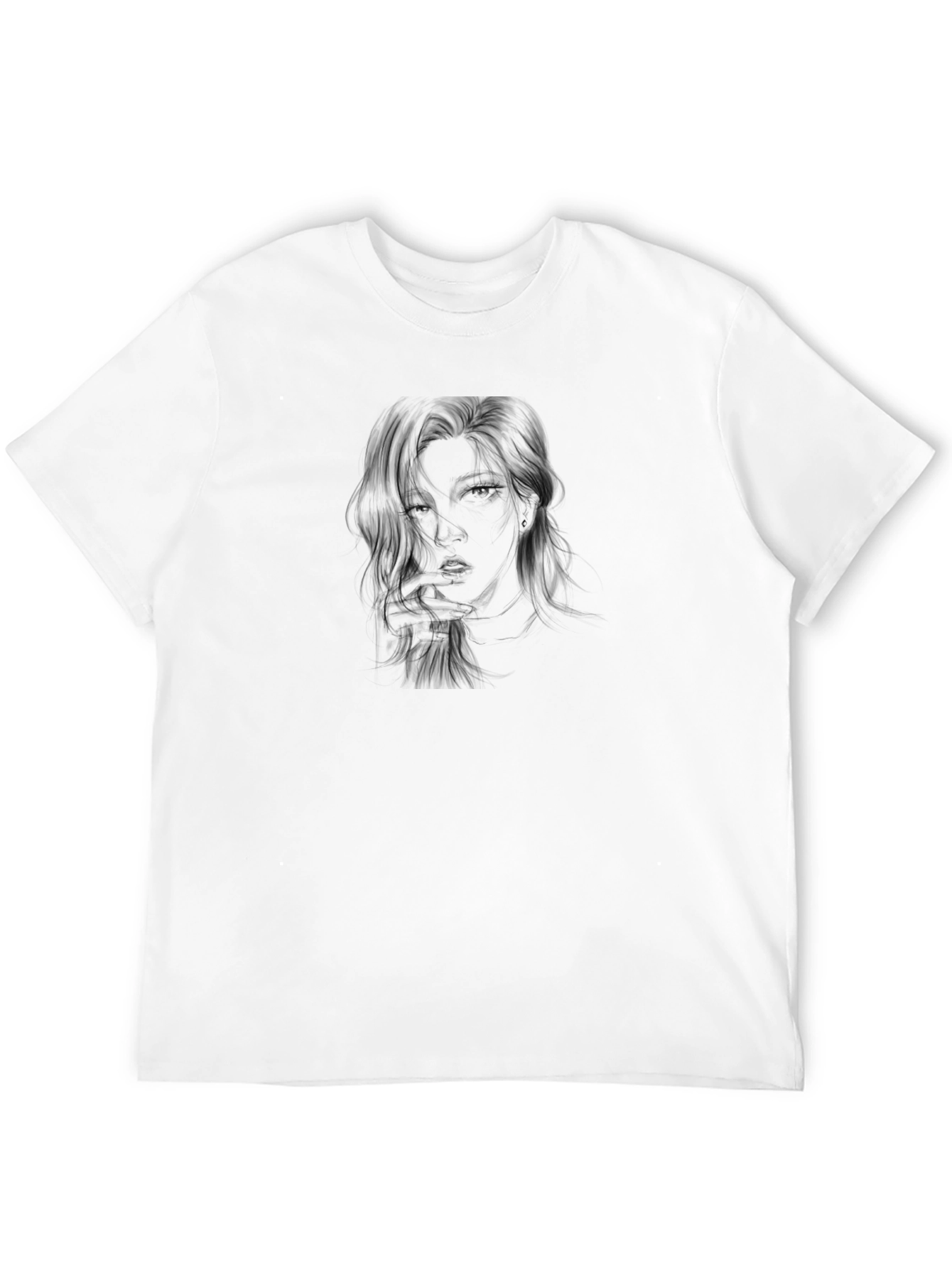 Black Graphic Tee - Woman Portrait Design