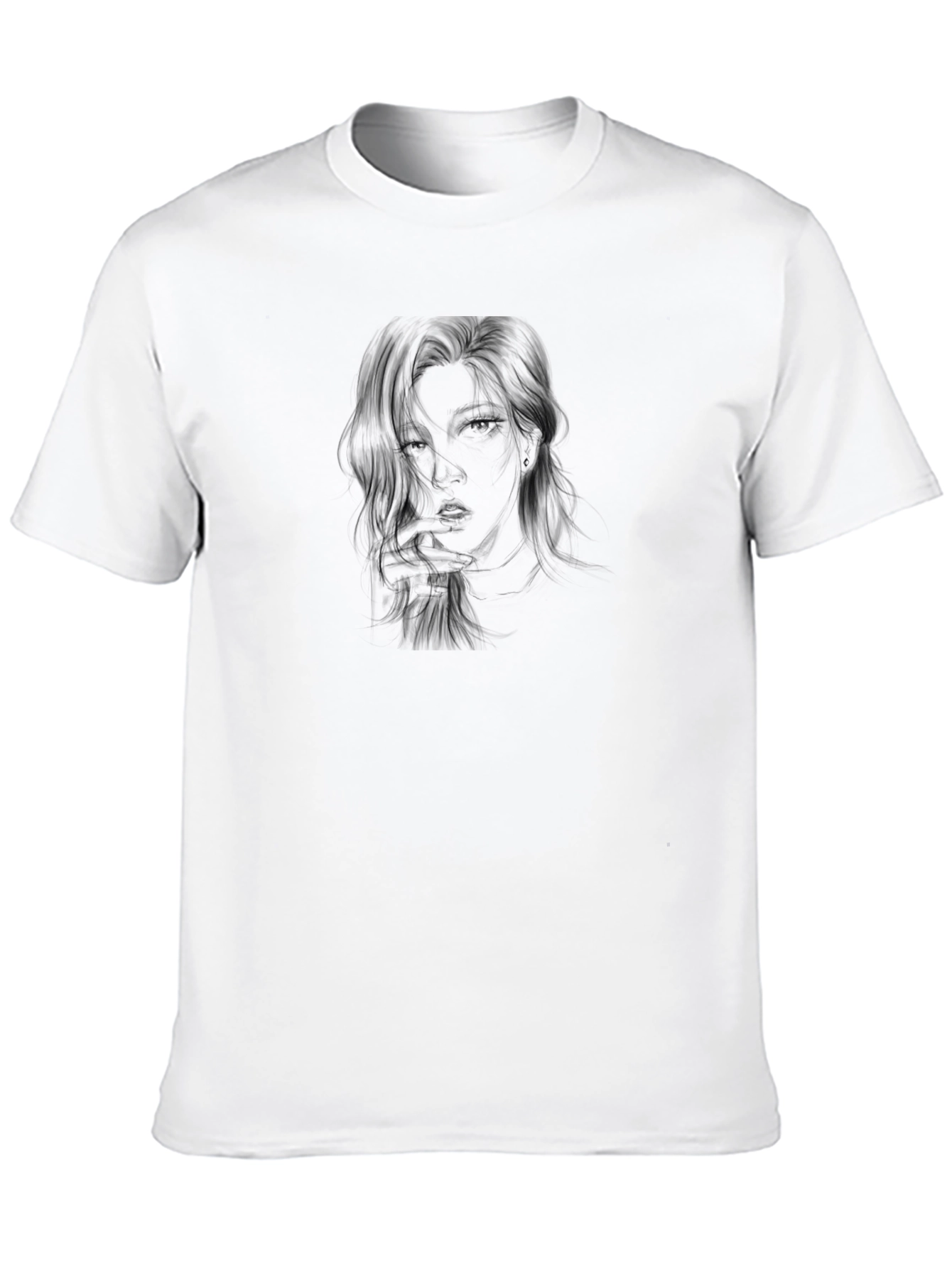 Black Graphic Tee - Woman Portrait Design