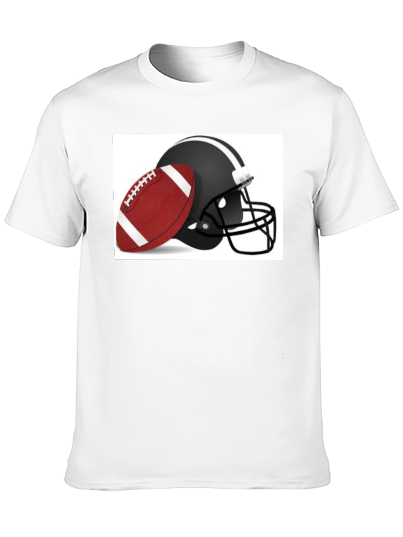 Football Helmet & Ball Graphic Black T-Shirt