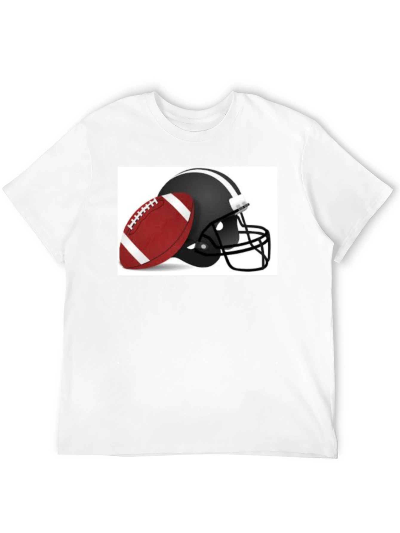 Football Helmet & Ball Graphic Black T-Shirt