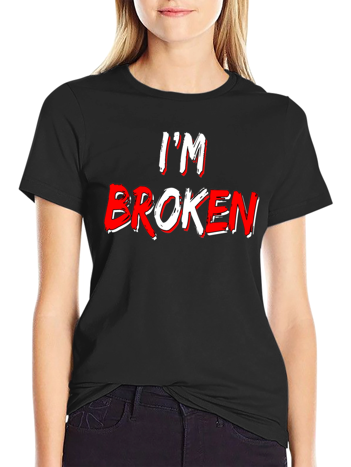 Im Broken Graphic Tee - Black Crew Neck T-Shirt