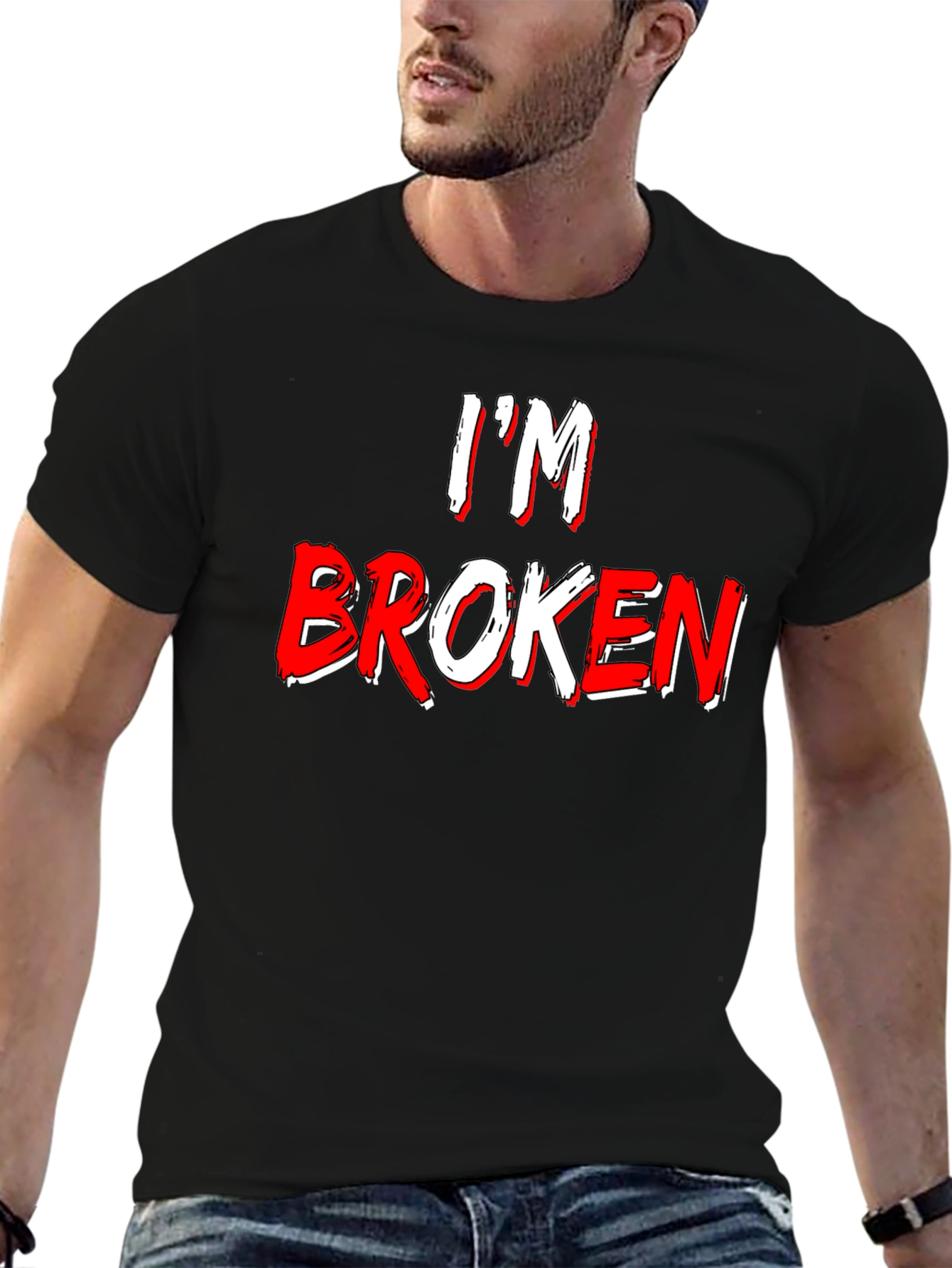 Im Broken Graphic Tee - Black Crew Neck T-Shirt