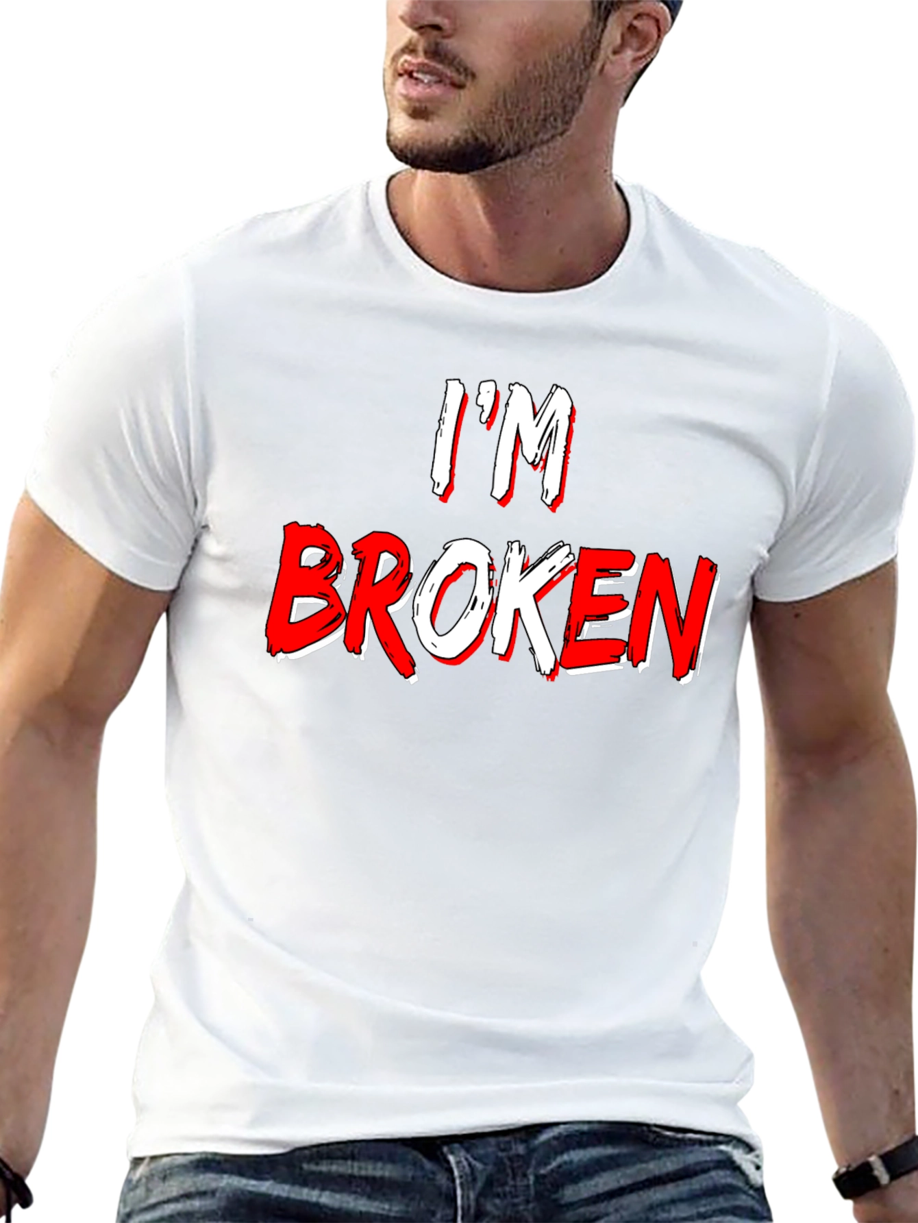 Im Broken Graphic Tee - Black Crew Neck T-Shirt