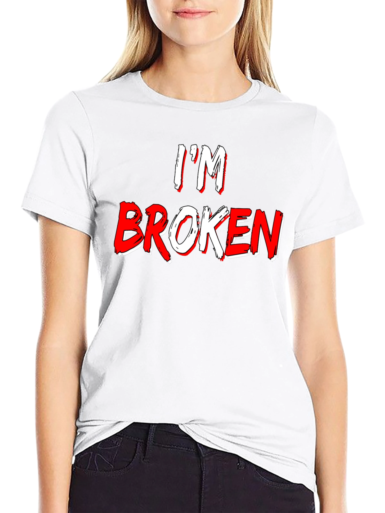 Im Broken Graphic Tee - Black Crew Neck T-Shirt