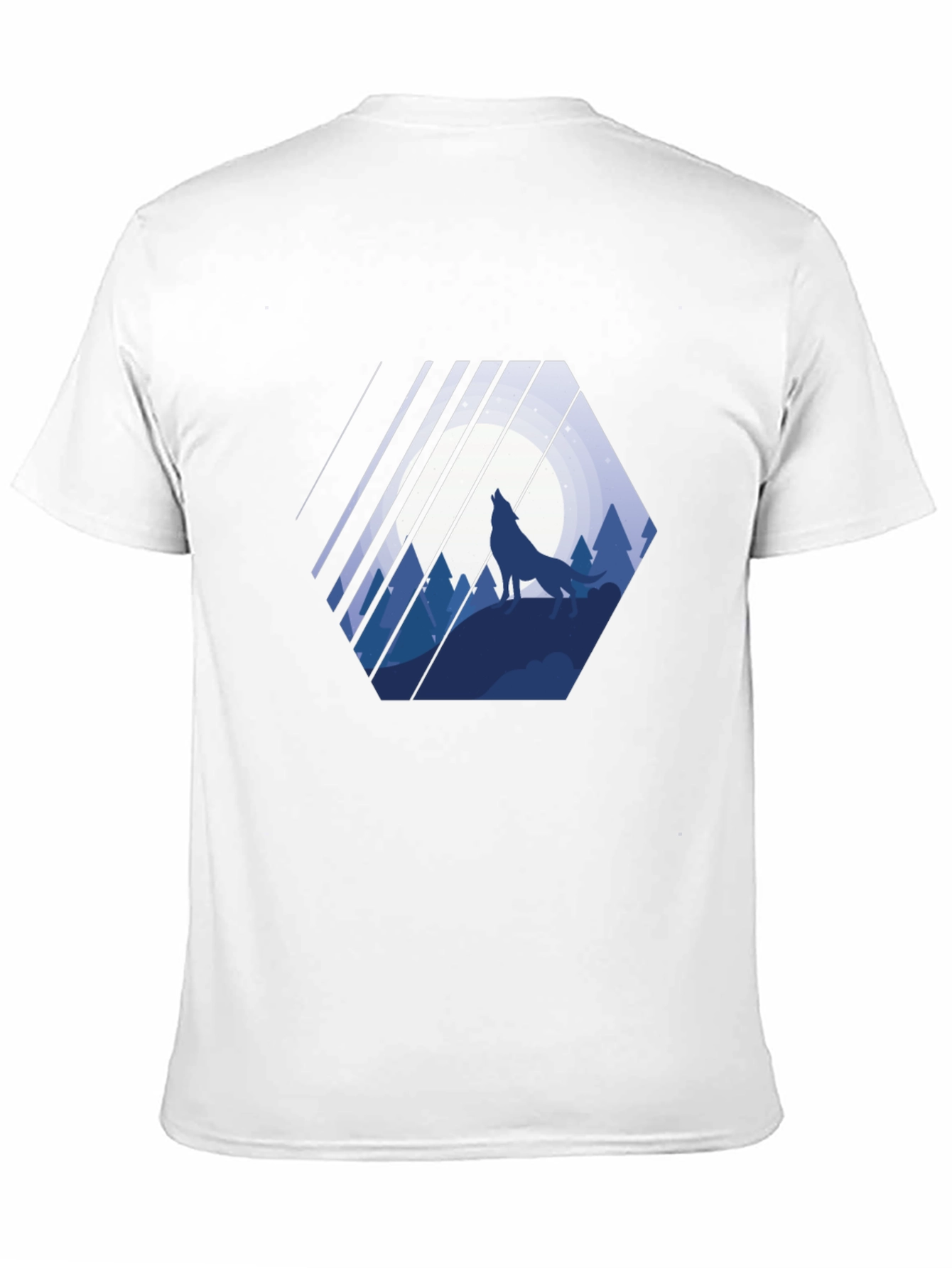 Wolf Silhouette Graphic Print Mens Black T-Shirt