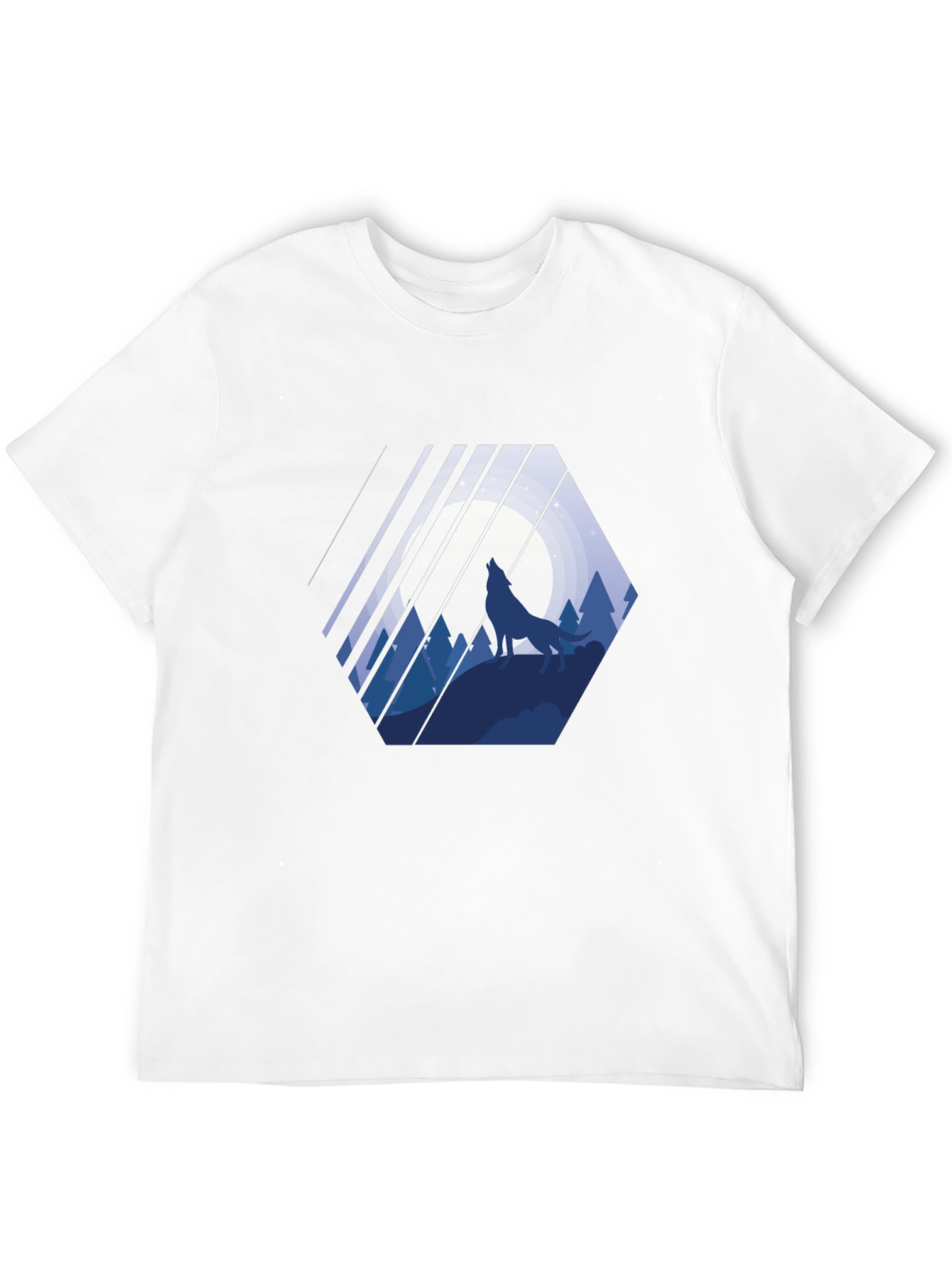Wolf Silhouette Graphic Print Mens Black T-Shirt