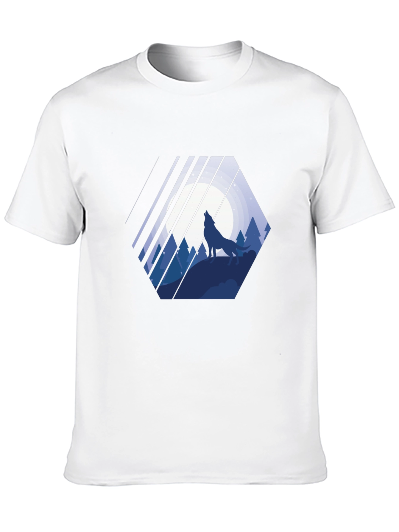 Wolf Silhouette Graphic Print Mens Black T-Shirt