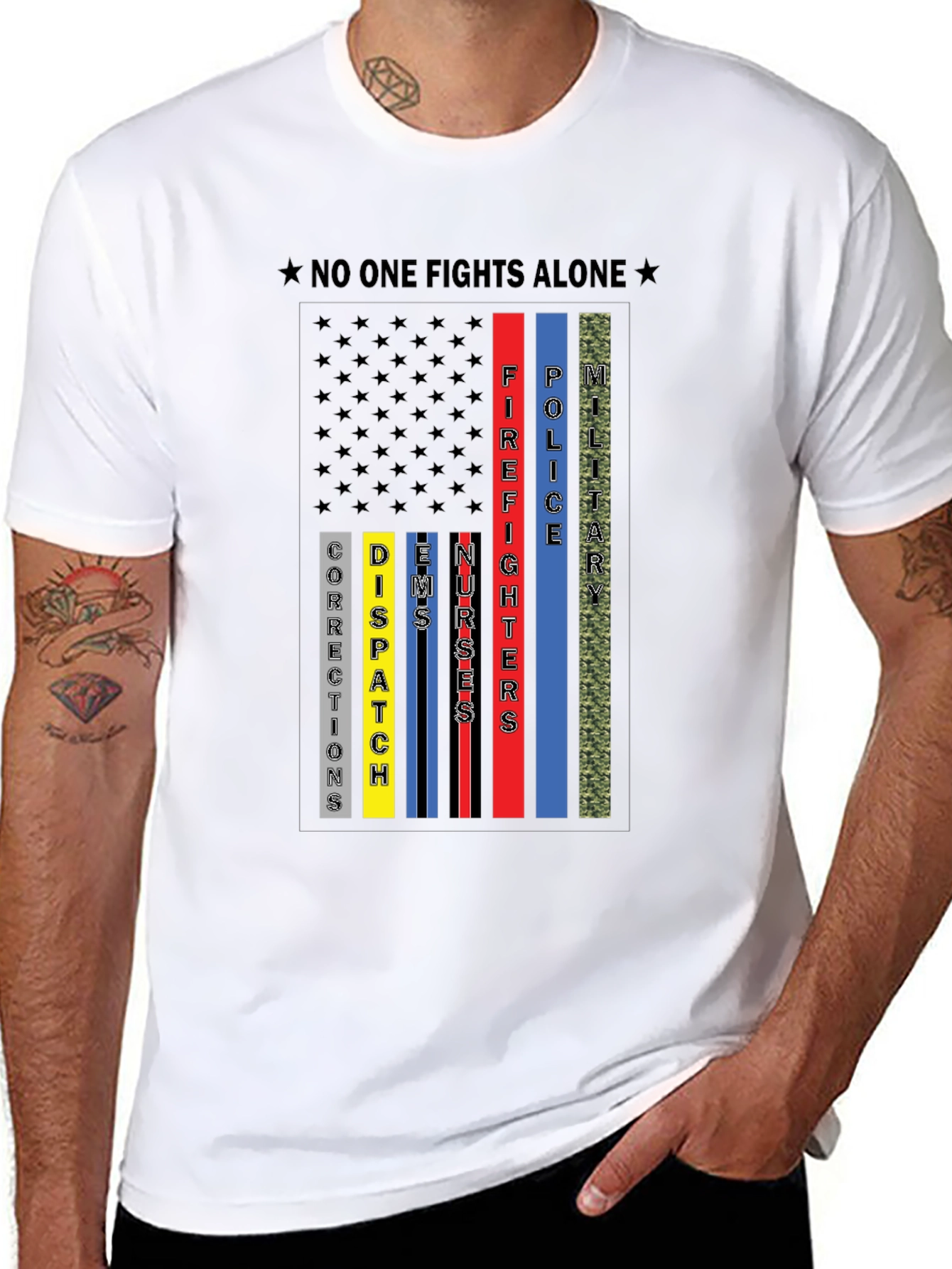 No One Fights Alone First Responder T-Shirt