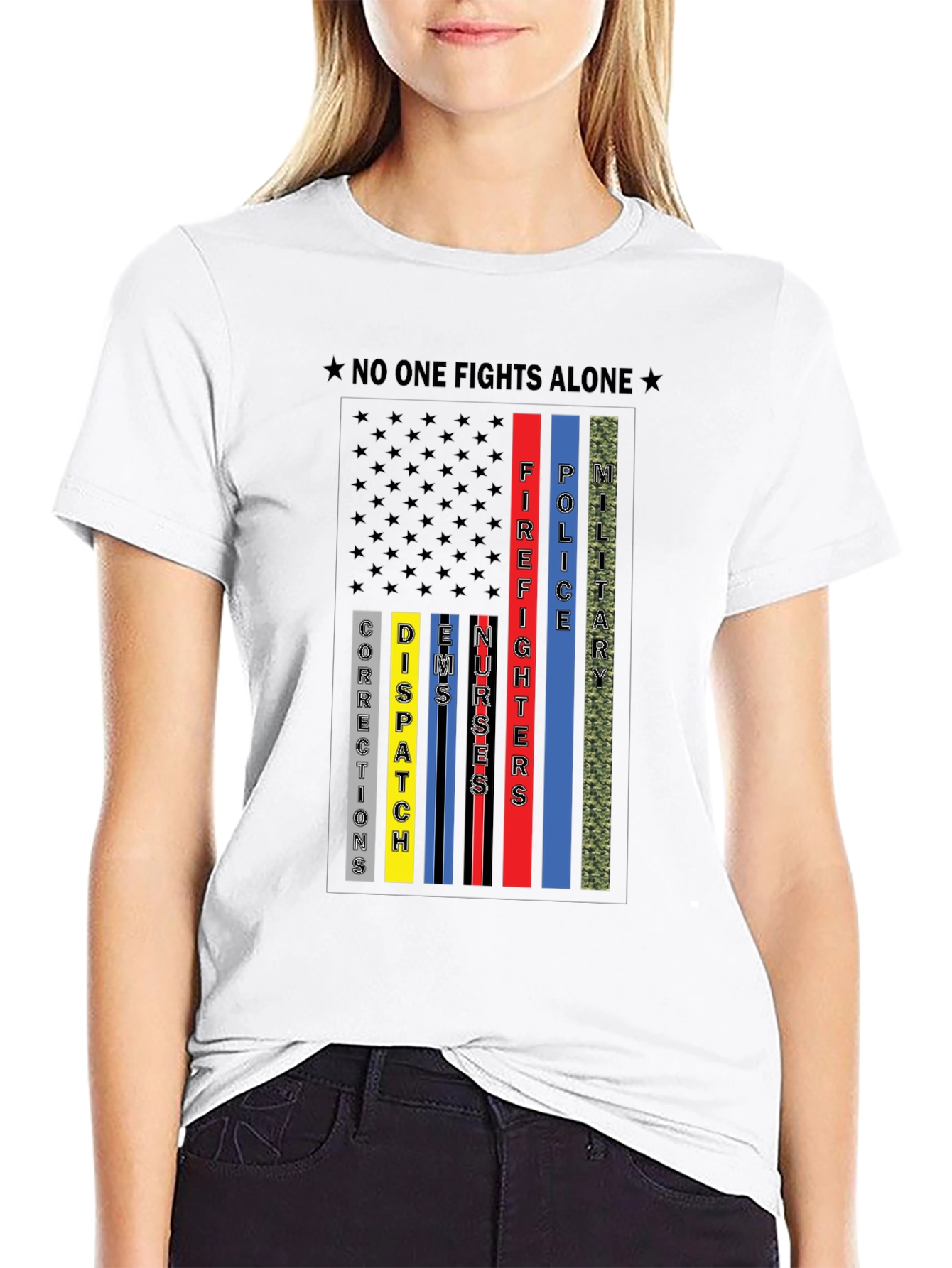 No One Fights Alone First Responder T-Shirt