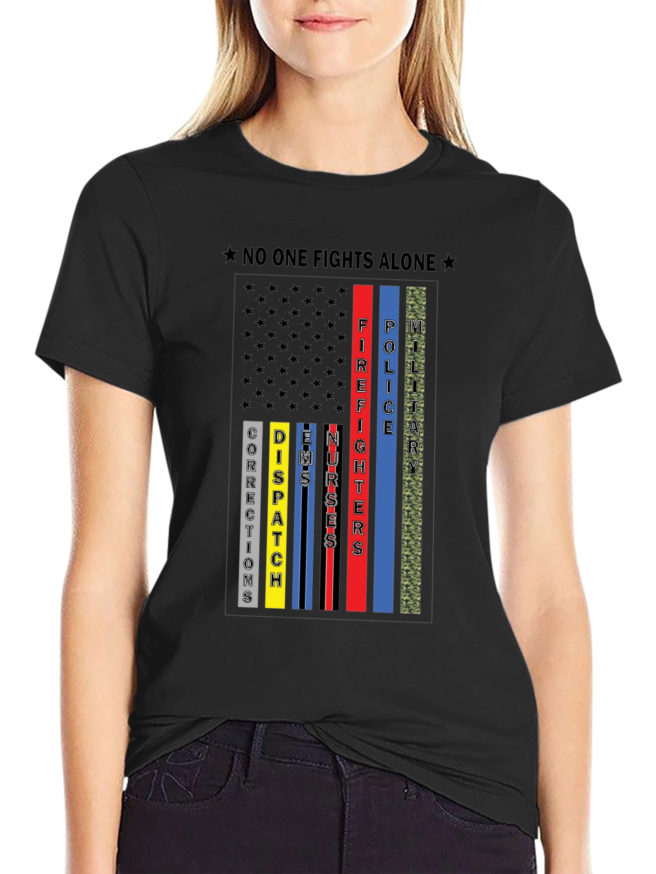 No One Fights Alone First Responder T-Shirt