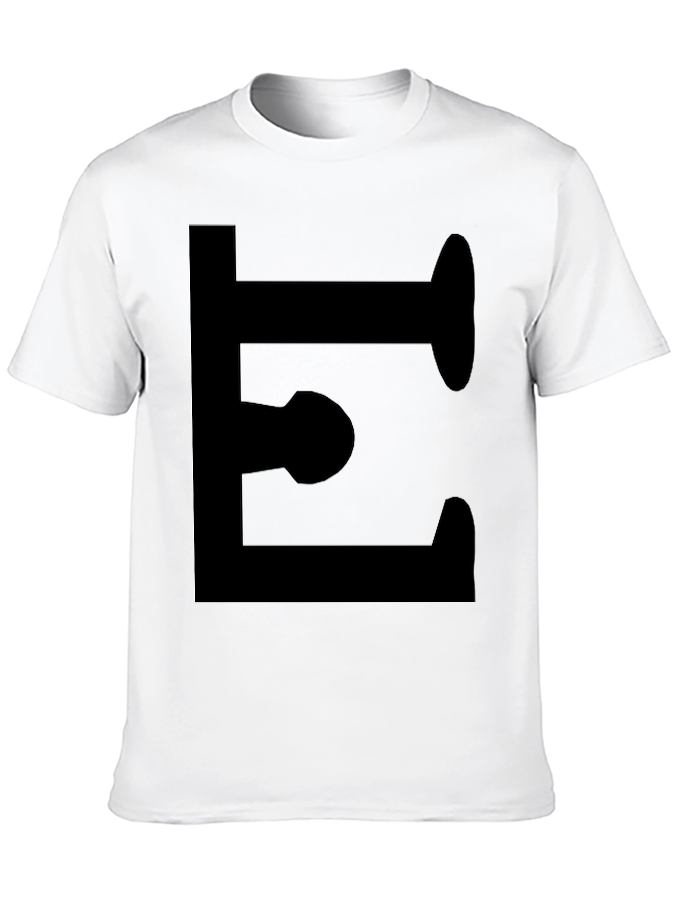 Bold Letter E Black Graphic Tee - Modern Style