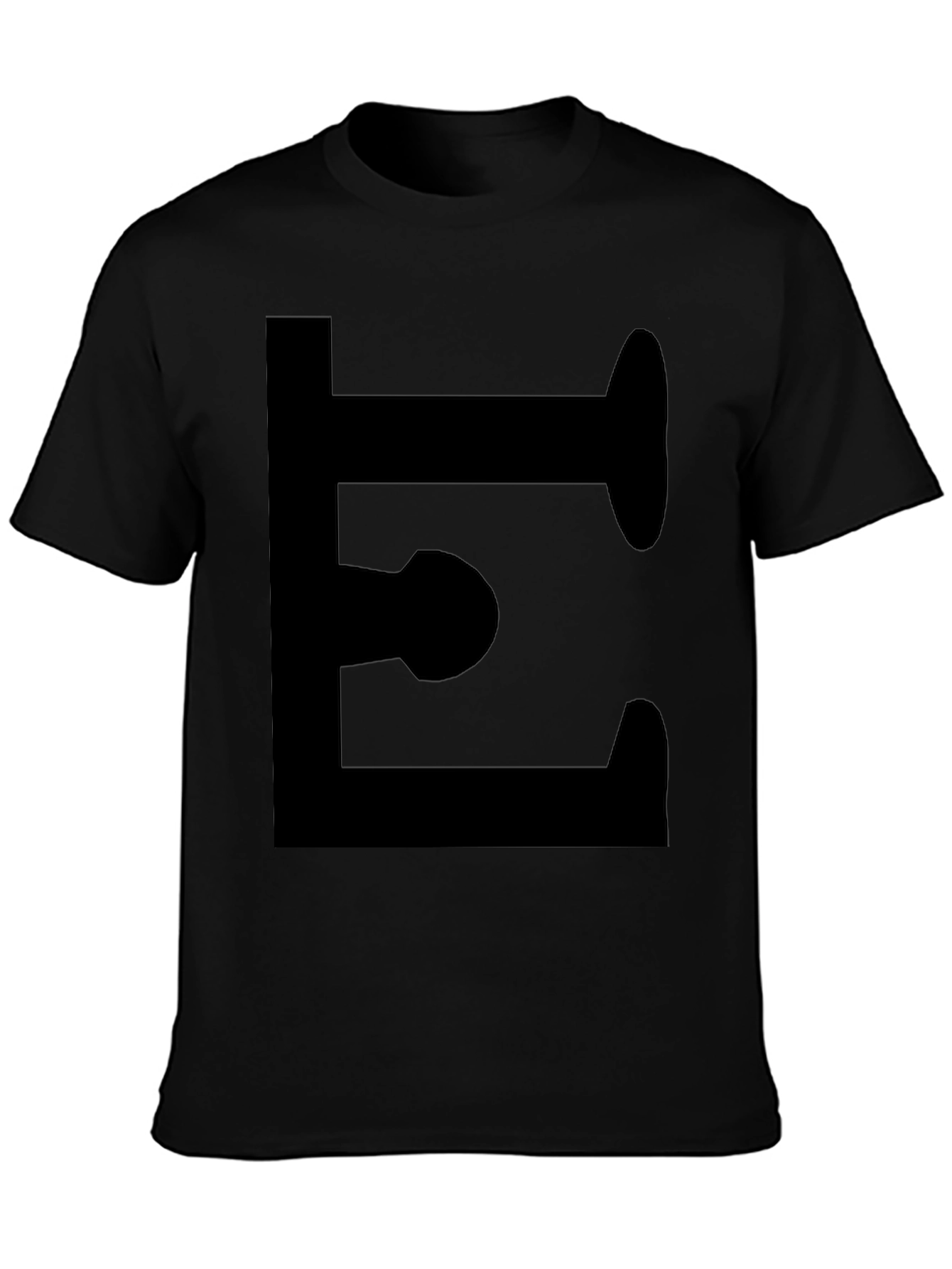 Bold Letter E Black Graphic Tee - Modern Style