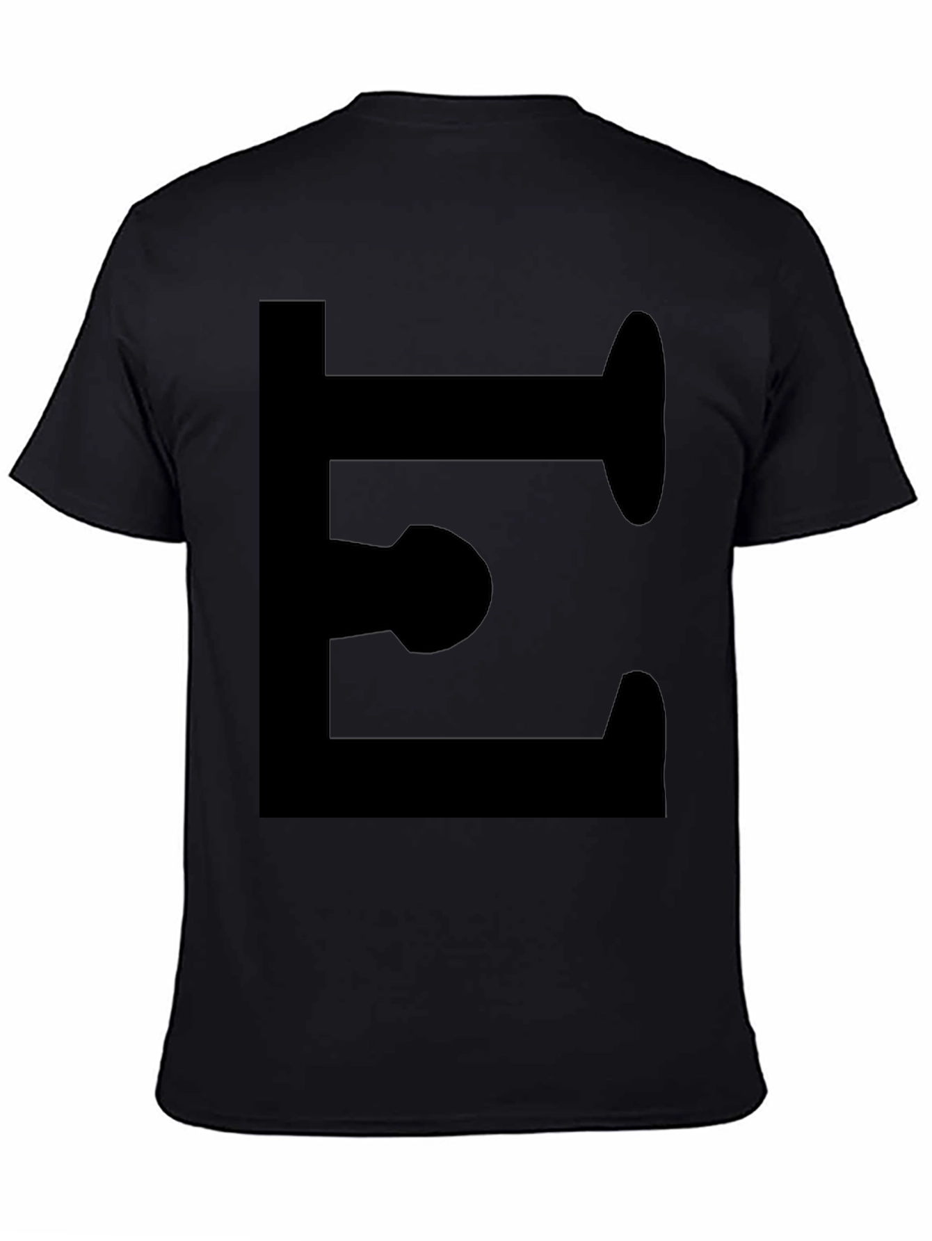 Bold Letter E Black Graphic Tee - Modern Style