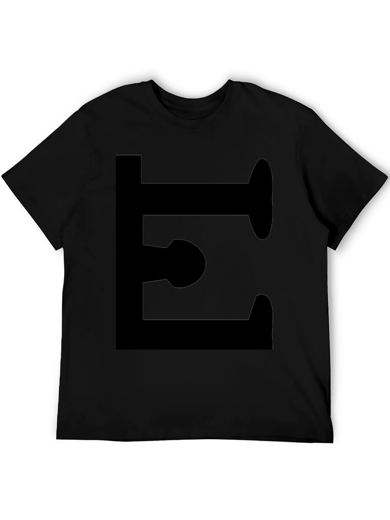 Bold Letter E Black Graphic Tee - Modern Style