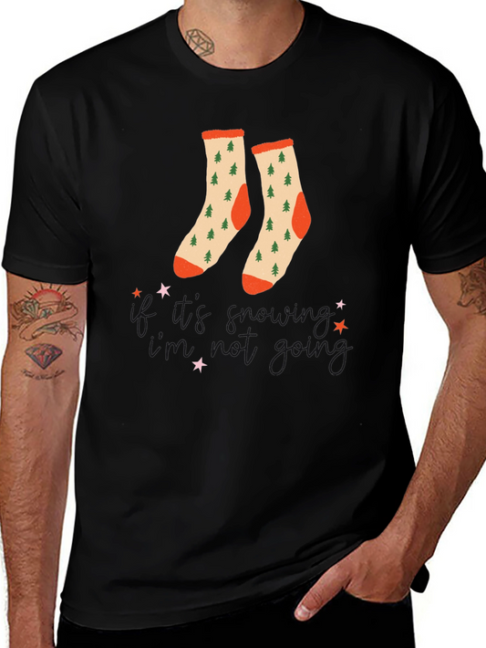Festive Holiday Socks Graphic Tee - Christmas Style