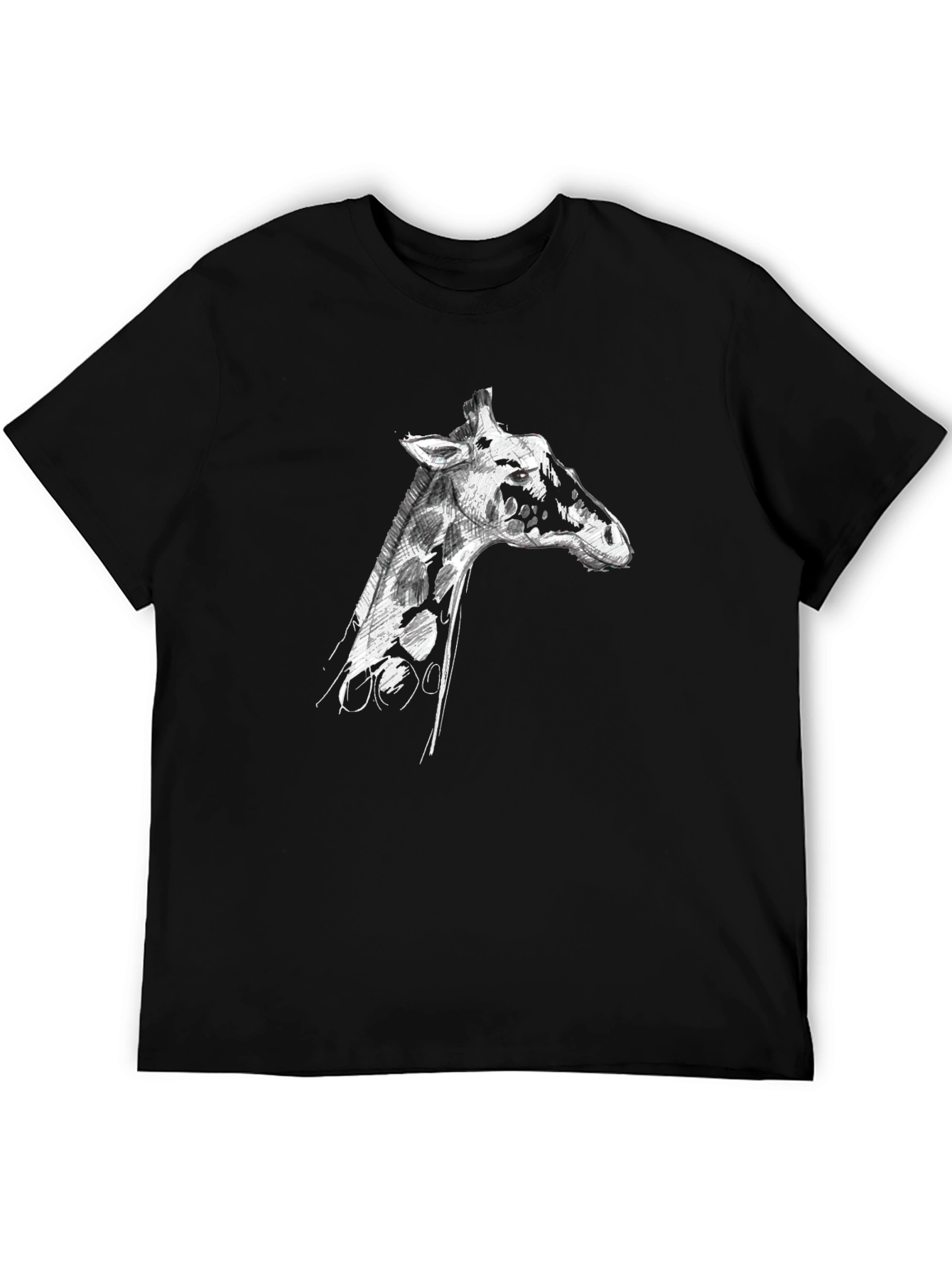 Giraffe Sketch Graphic Tee - Mens Black T-Shirt