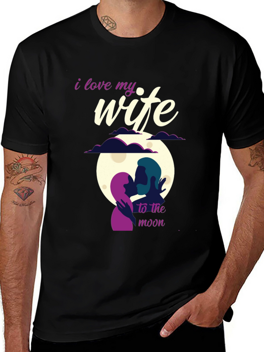 I Love My Wife to the Moon Black T-Shirt