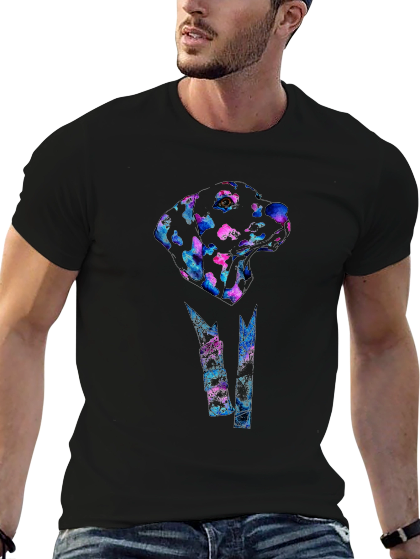 Abstract Dog Print Black T-Shirt