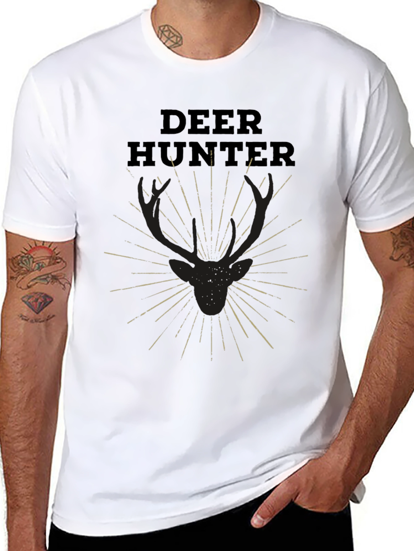 Deer Hunter Graphic Tee - Black Short Sleeve