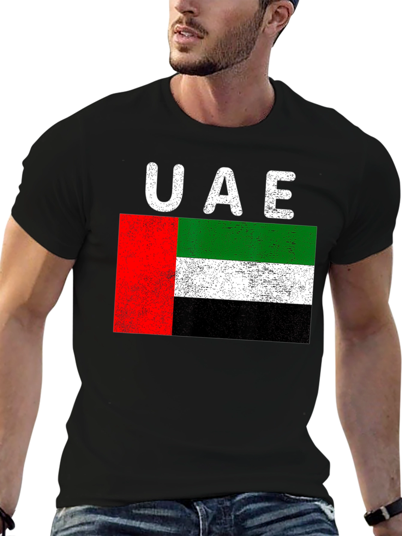 UAE Flag Distressed Graphic T-Shirt