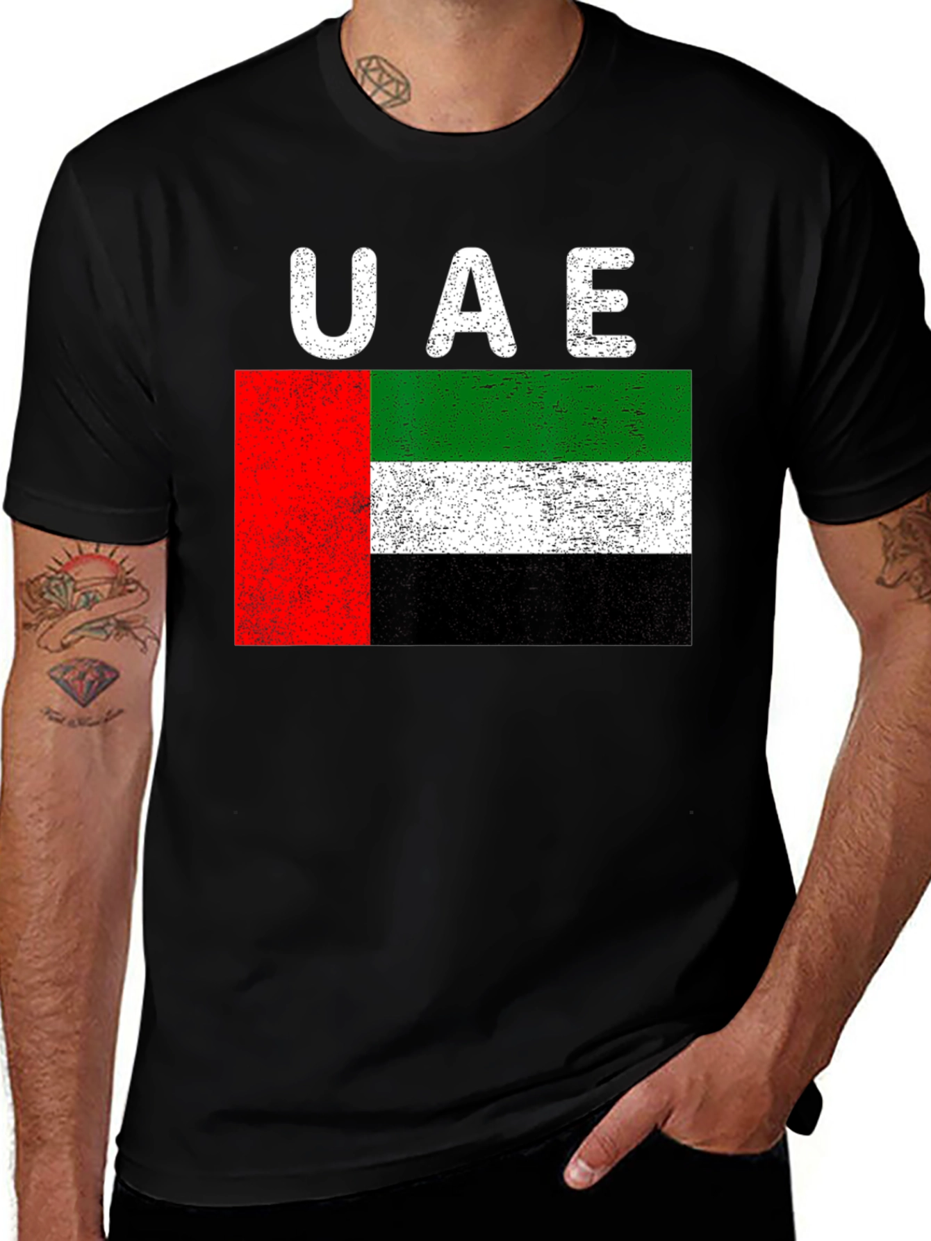 UAE Flag Distressed Graphic T-Shirt