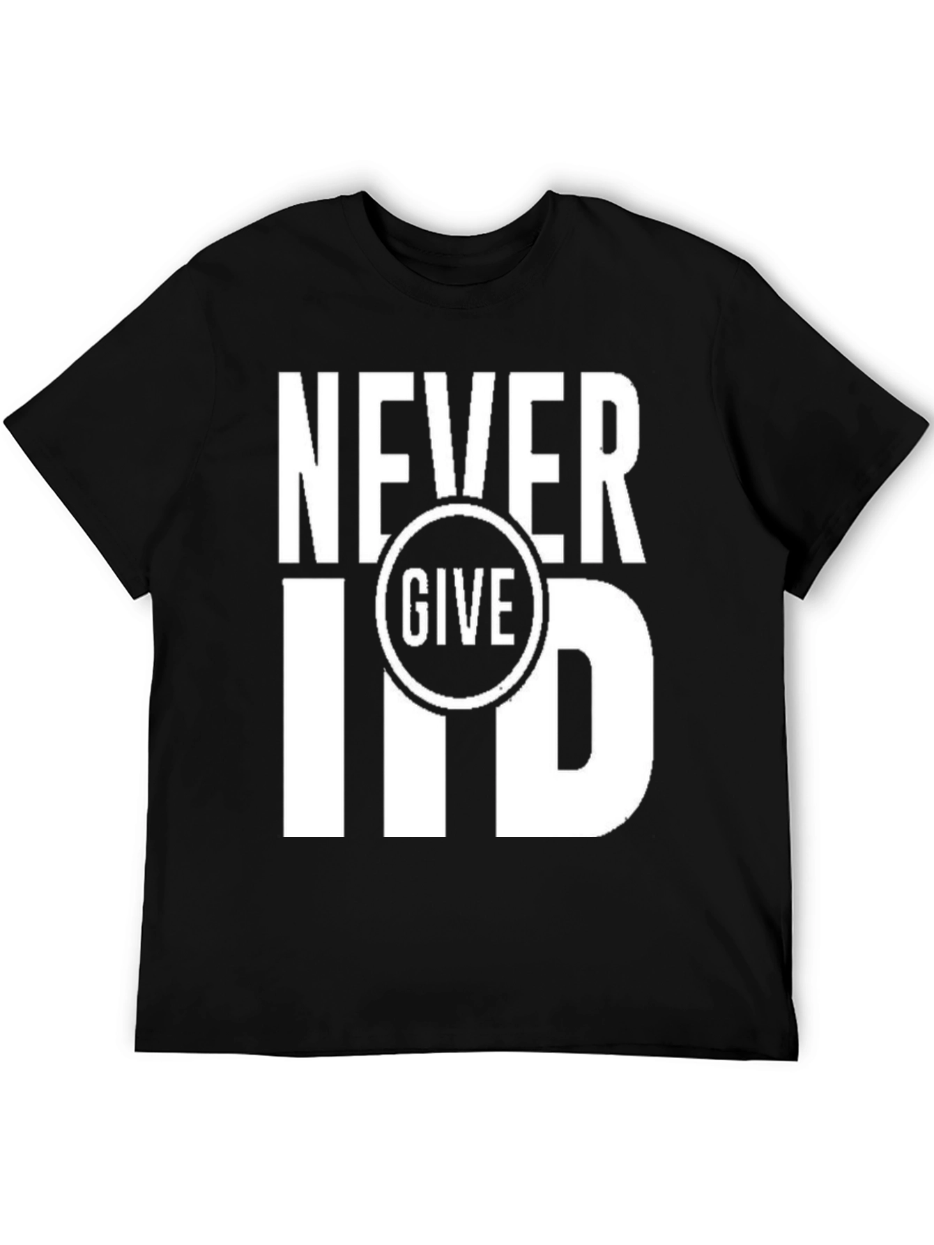 Never Give In T-Shirt - Motivational Black Tee