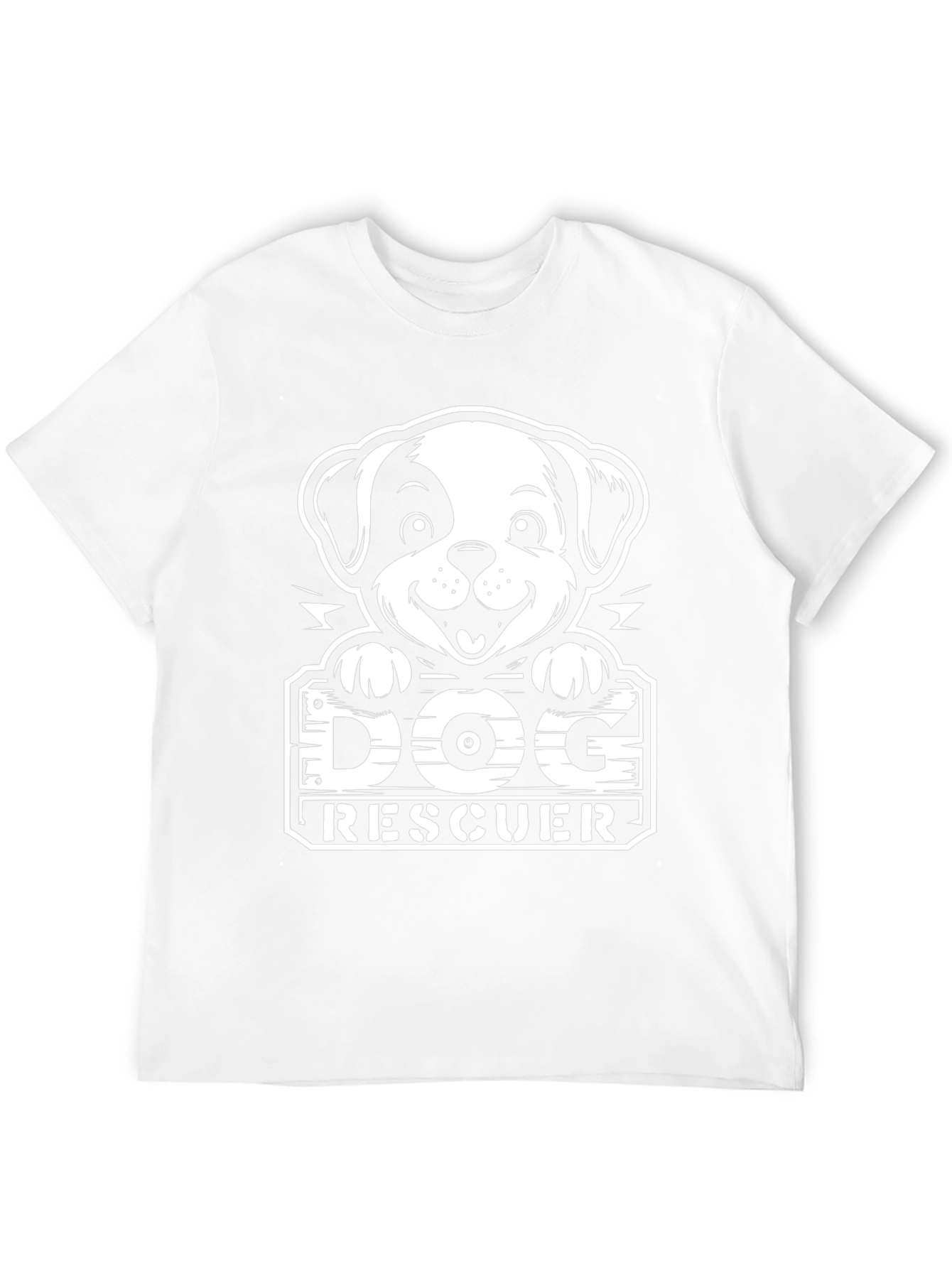 Dog Rescuer T-Shirt - Black Cartoon Pup Design