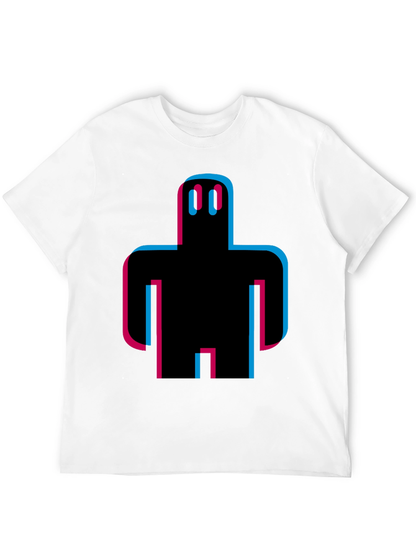 Abstract Robot Graphic Tee - Black Cotton T-Shirt