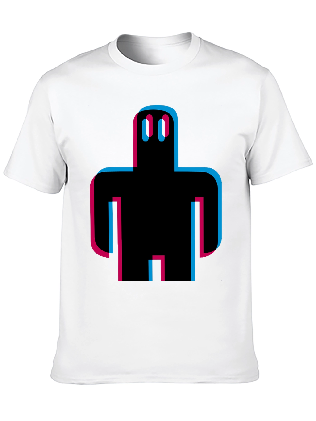 Abstract Robot Graphic Tee - Black Cotton T-Shirt