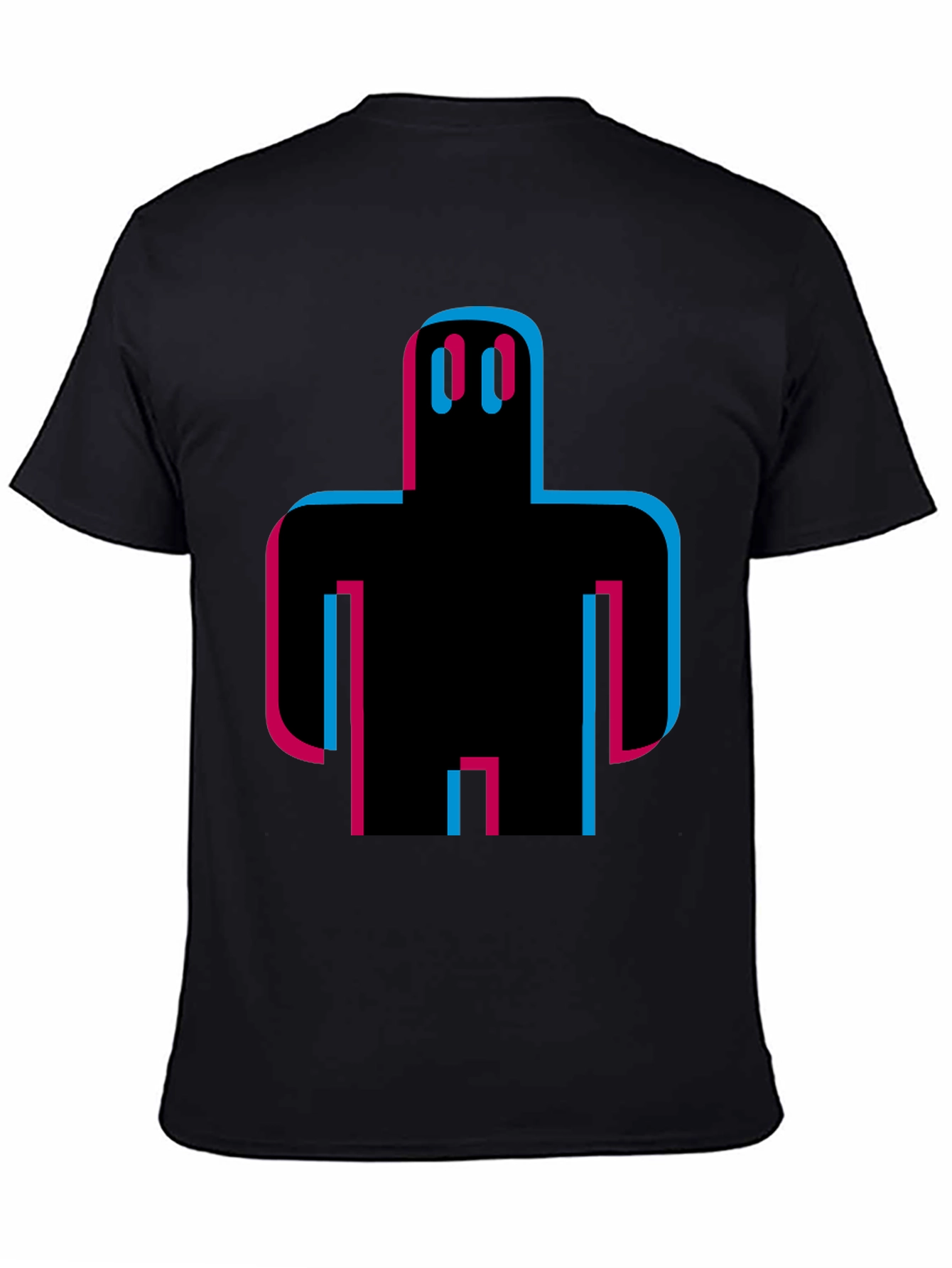 Abstract Robot Graphic Tee - Black Cotton T-Shirt