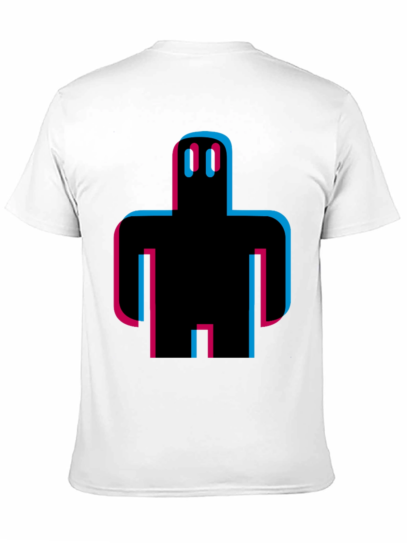 Abstract Robot Graphic Tee - Black Cotton T-Shirt