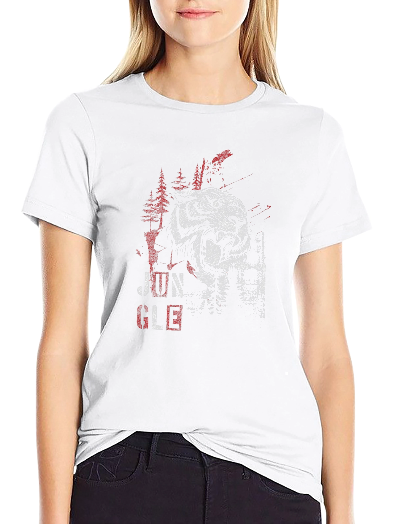Jungle Tiger Graphic Print Black T-Shirt