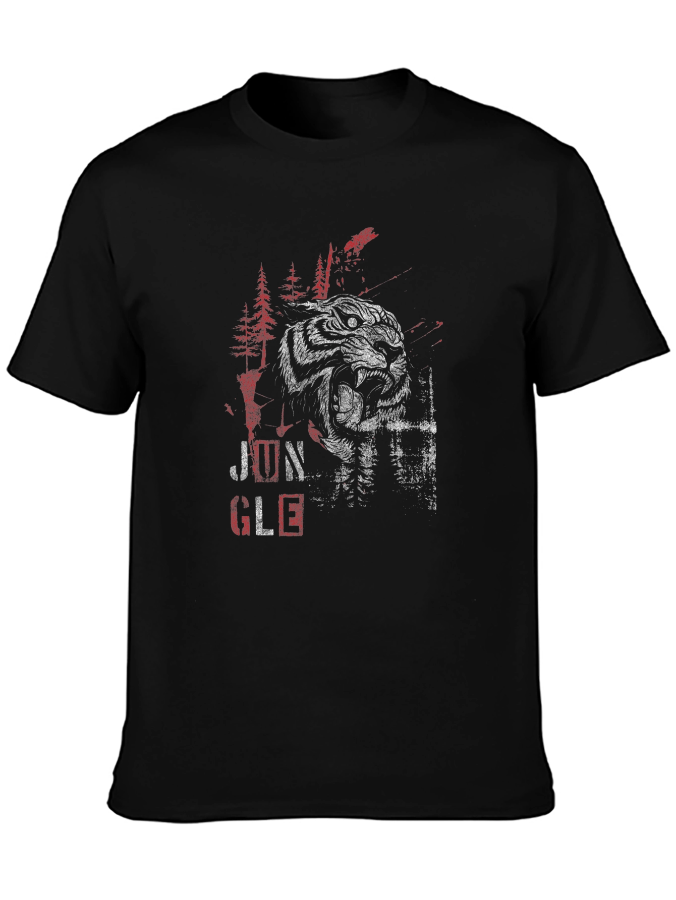 Jungle Tiger Graphic Print Black T-Shirt